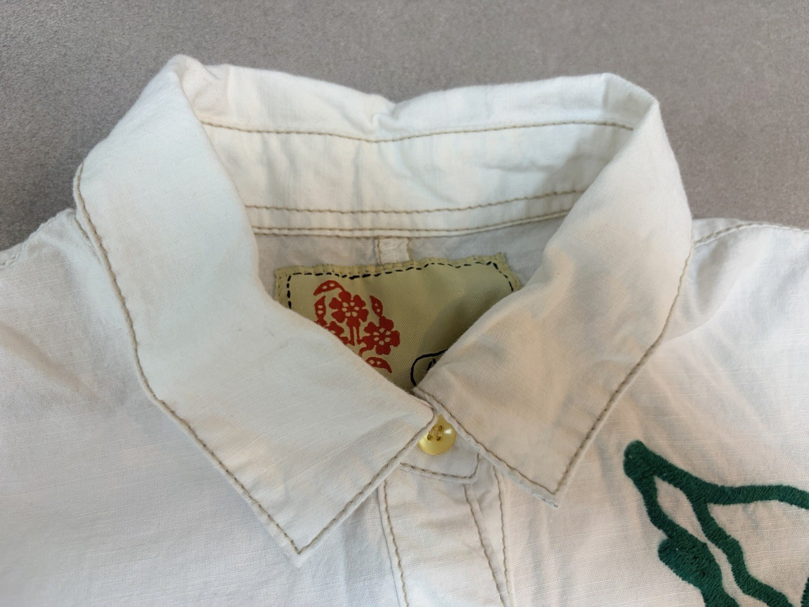 Amina Mexico Embroidered Short Sleeve Shirt White Ethnic Folk Cotton Japan