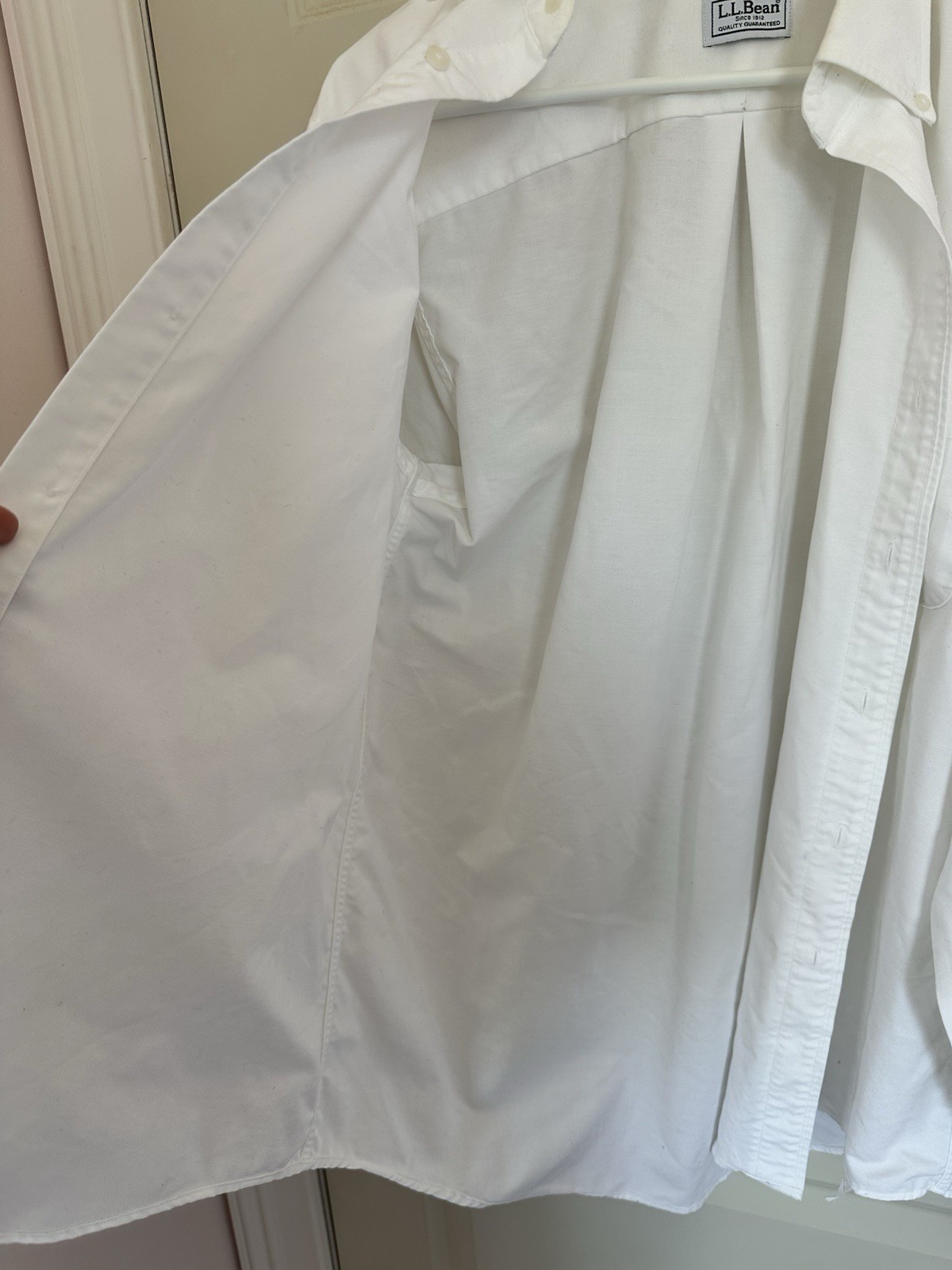 VTG LL Bean Men White Button Down Shirt Long Sleeve SingleNeedle Tailor 15 1/2