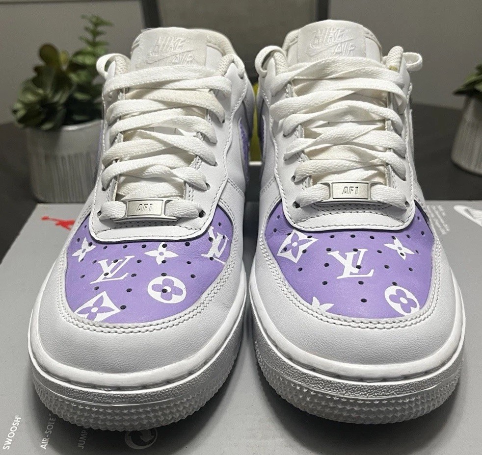 Nike Air Force 1 AF Custom Make Lilac Purple and White Size 7Y
