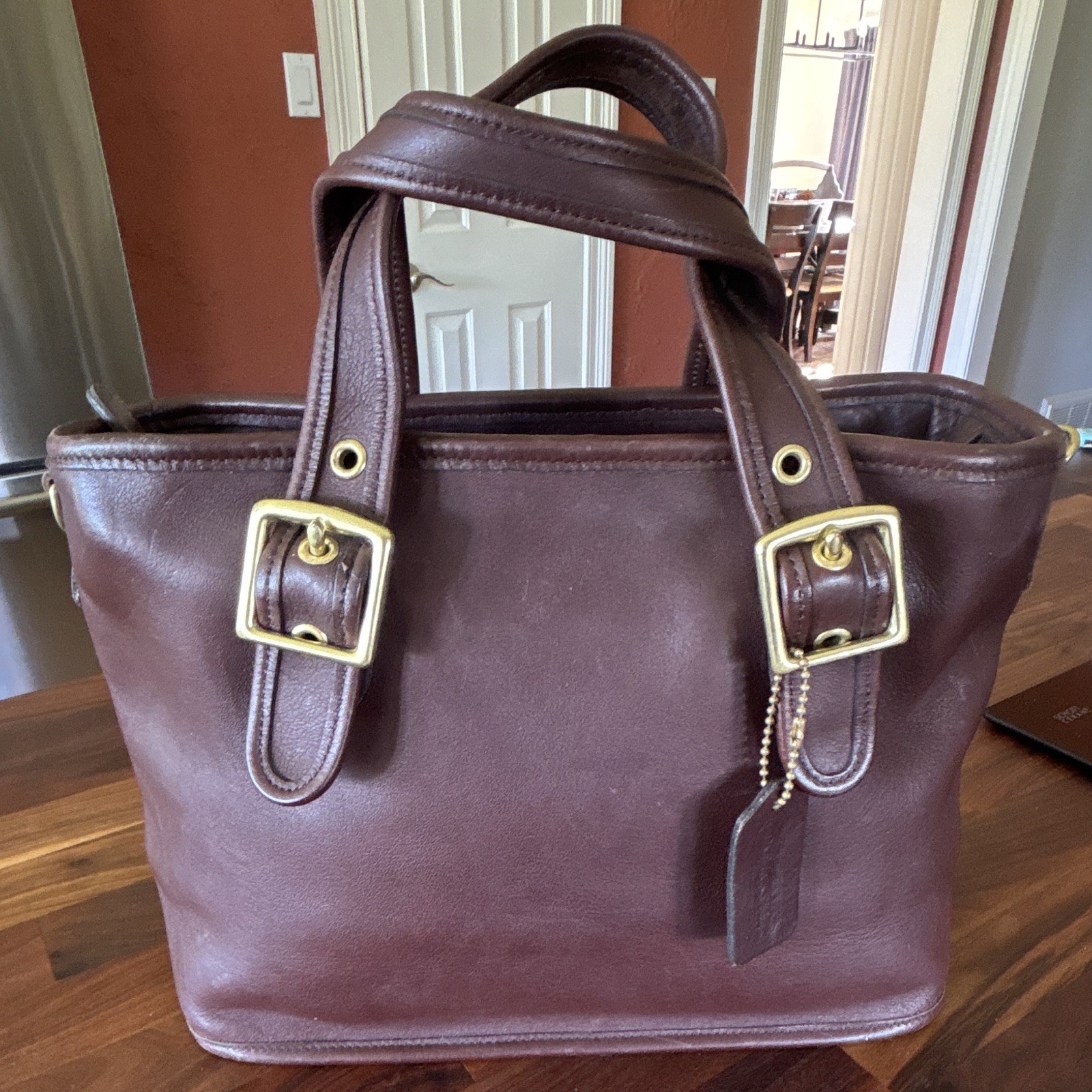 Vintage Coach Legacy Brown Bag Zip Top Double Handle Gold Buckle 9063 (NO STRAP)