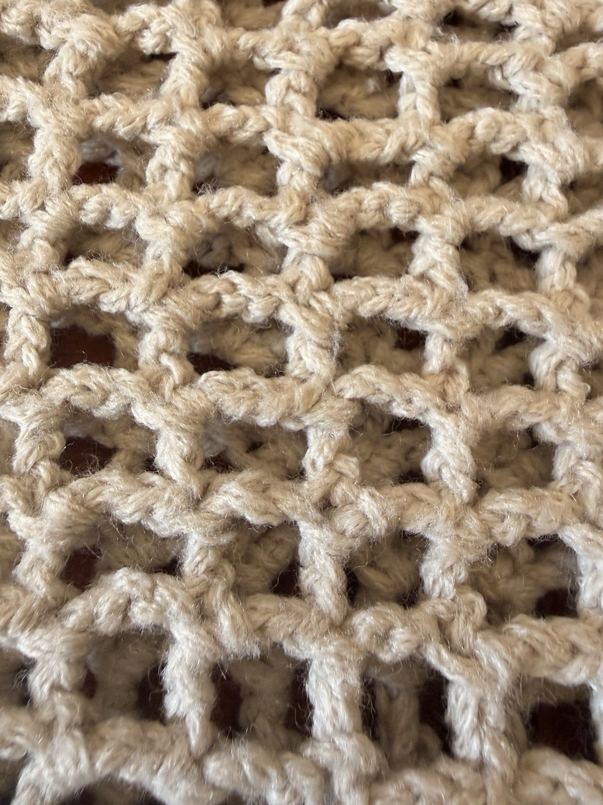 Handmade crochet Shawl Pre Owned Excellent – Color Beige – winter wrap – Long