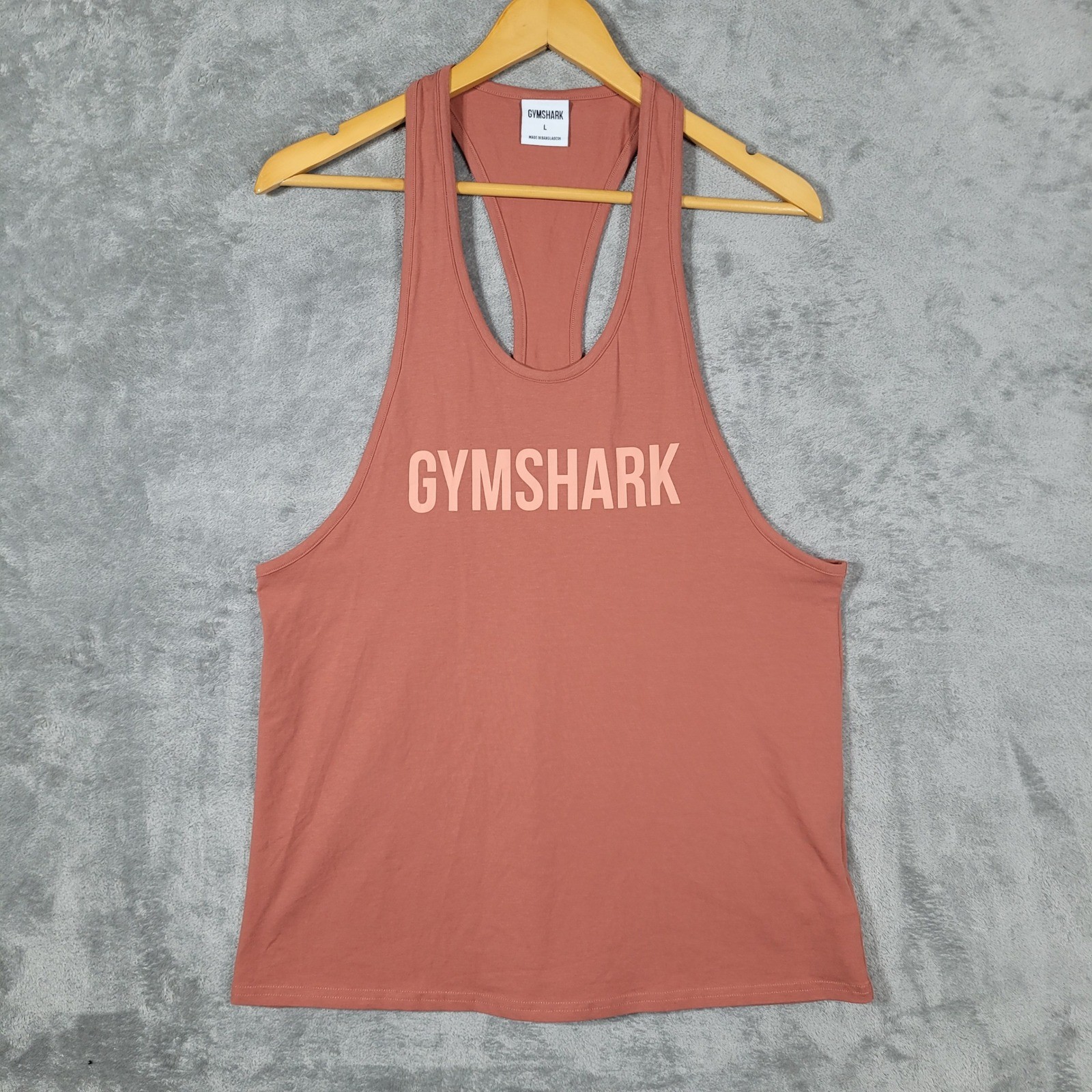 Gymshark Tank Top Mens Large Rust Apollo Stringer Racerback Gym Workout