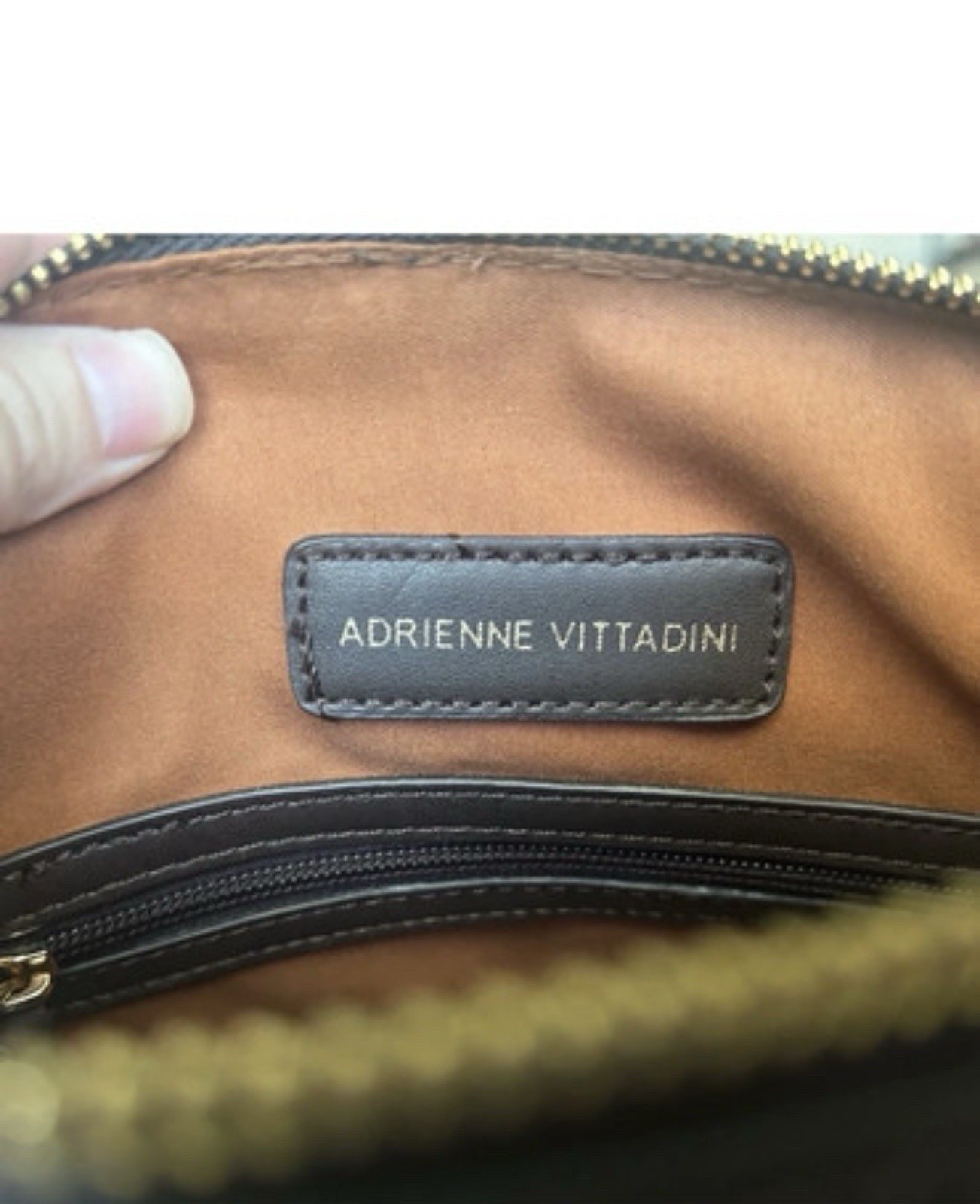 Adrienne Vittadini Brown Satchel Top Handle Zip Gold Hardware Scarf Wrap Charm