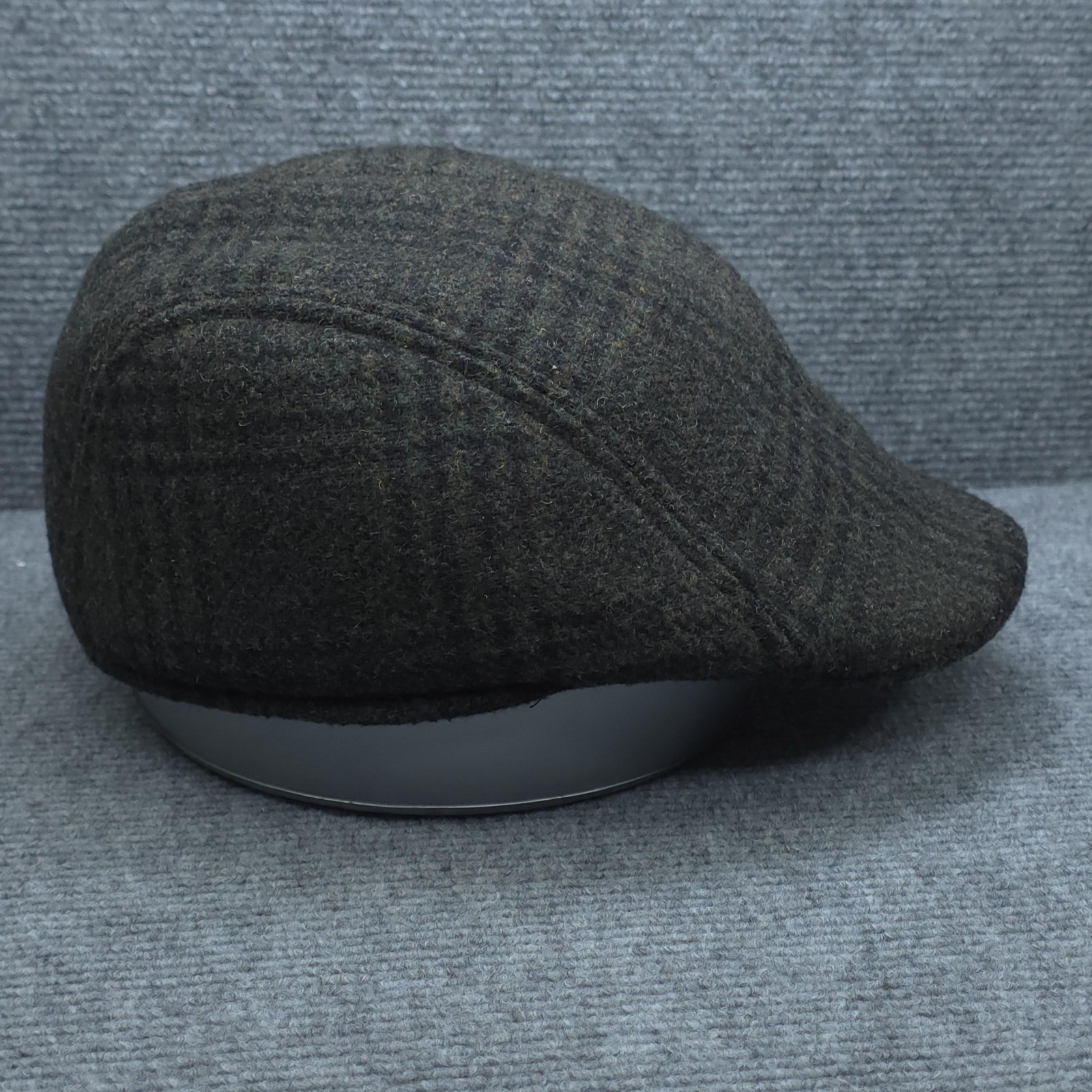 Flat Cap Ivy Hat Mens One Size Green Plaid Wool Blend Ear Flap Lined Winter