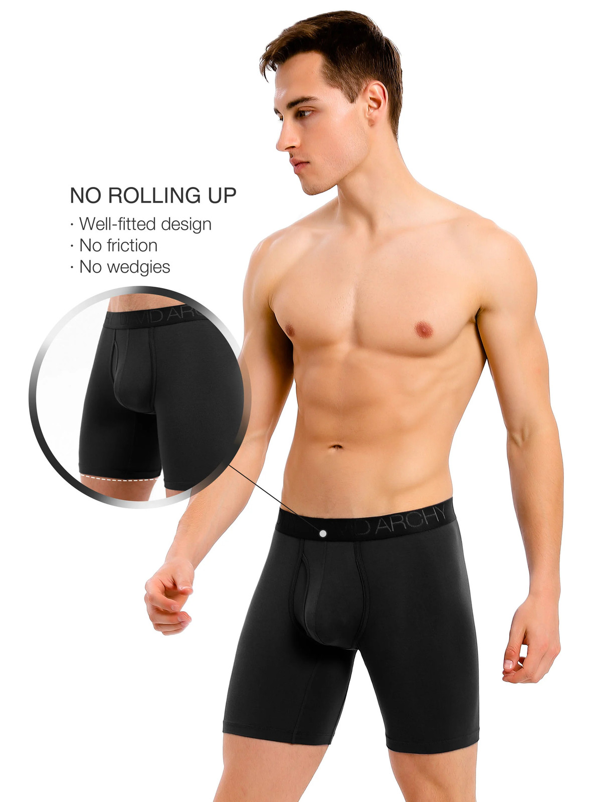 4 Pack Men’s Breathable Bamboo Rayon Boxer Briefs with Fly