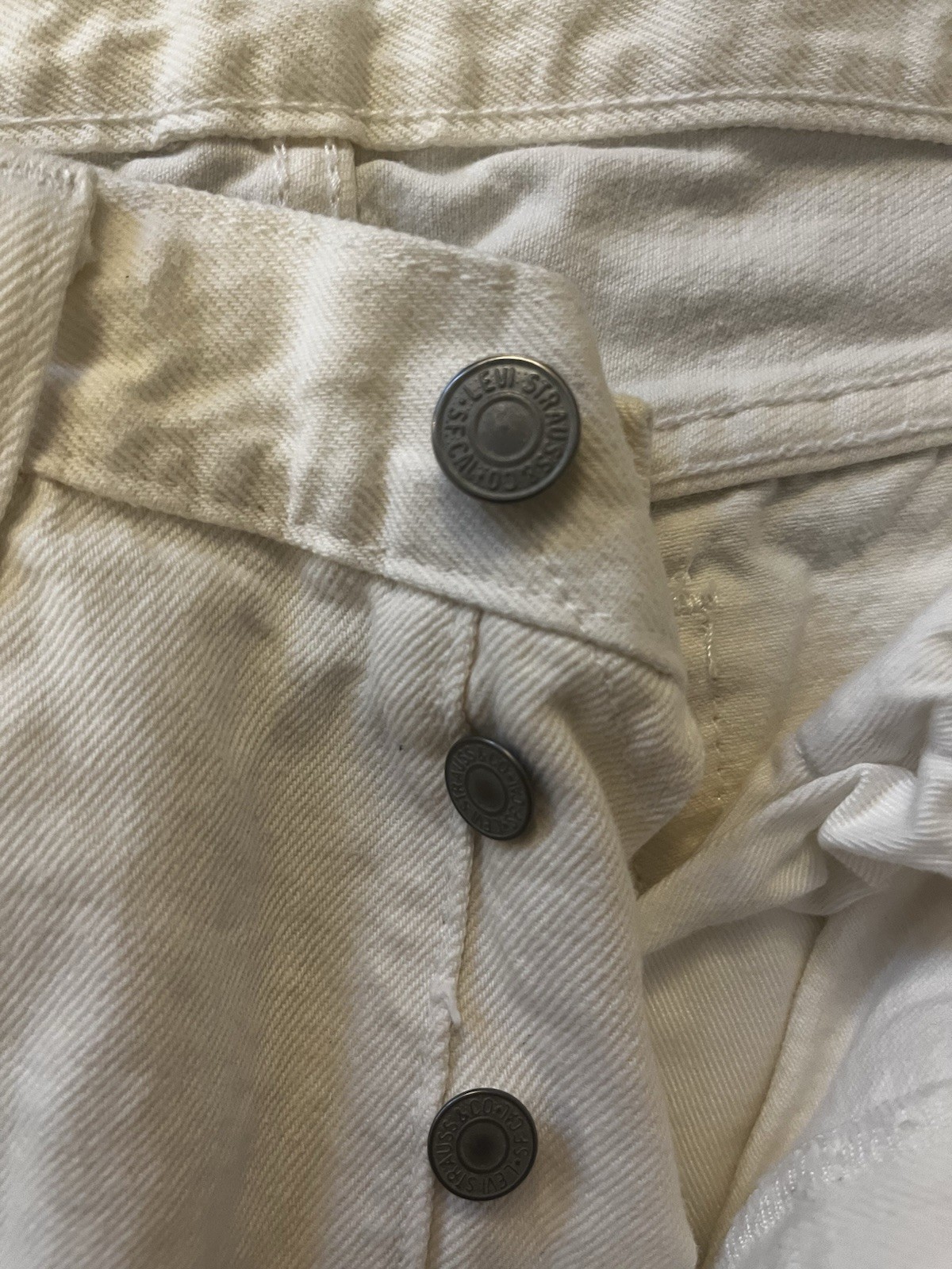 Levi’s Denim Tears Men’s White Straight Jeans Pockets Cotton Denim Solid