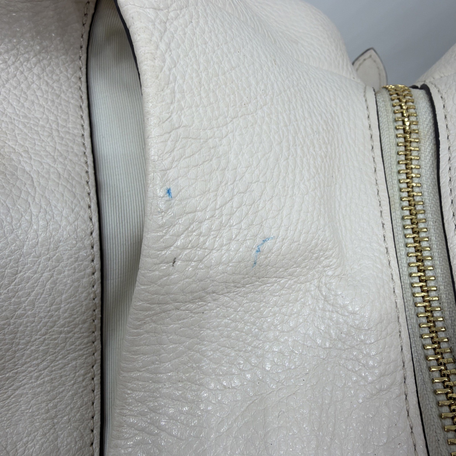 Coach Madison Phoebe Shoulder Bag Bone Pebbled Leather F35723 Compartments 3 Zip