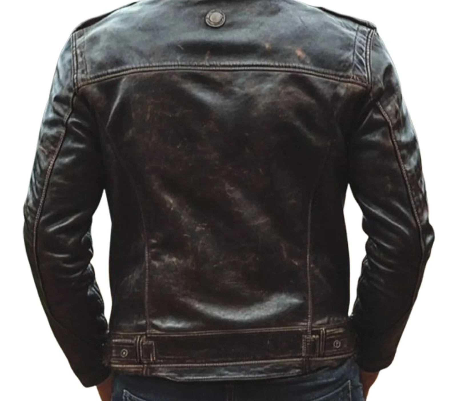 Men’s Distressed Brown Leather Jacket Vintage Motorcycle Racer Jacket – ALL SIZE