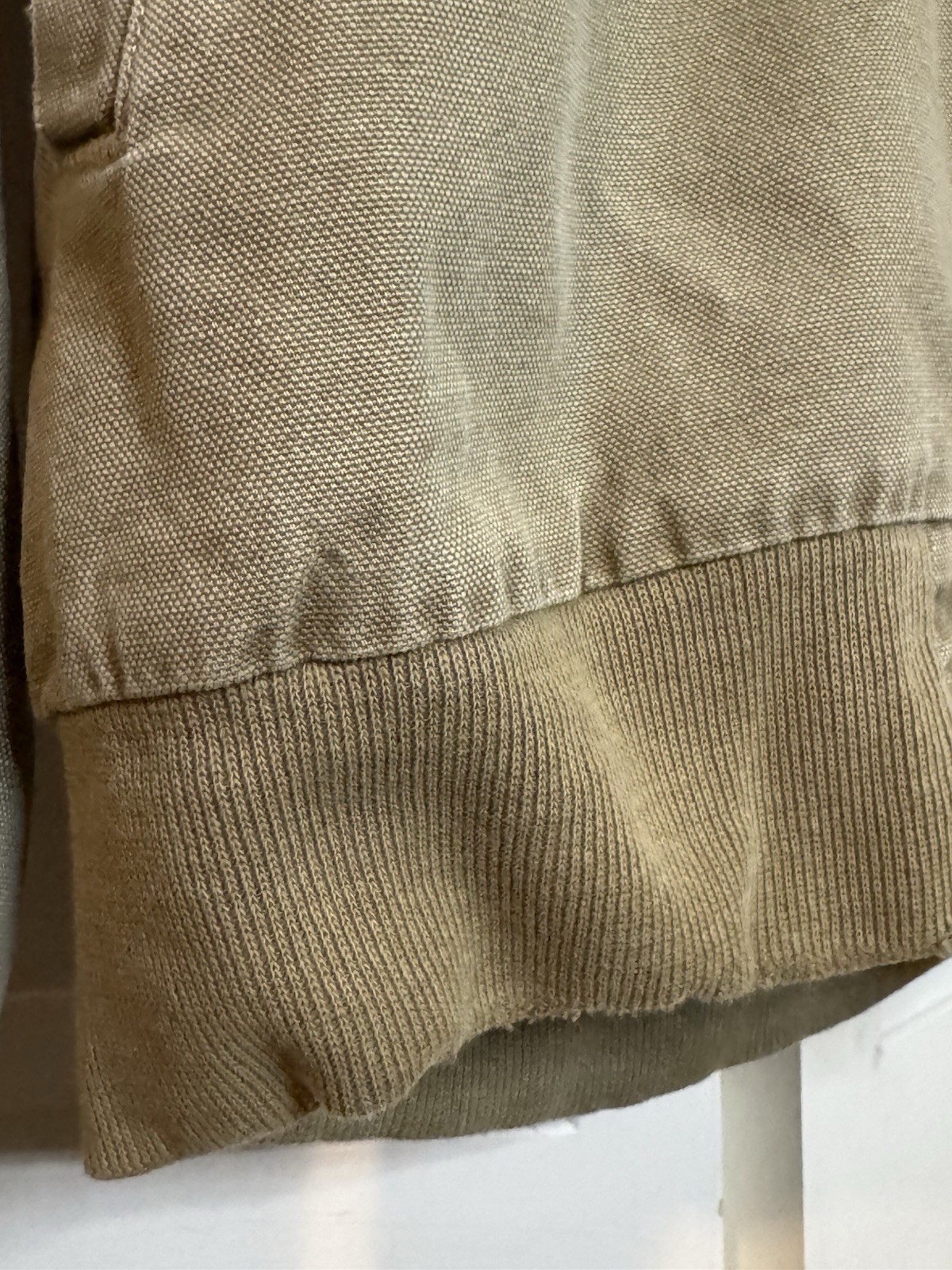 Vintage 90s Carhartt Plainsman Duck Canvas Bomber Jacket Taupe Size L