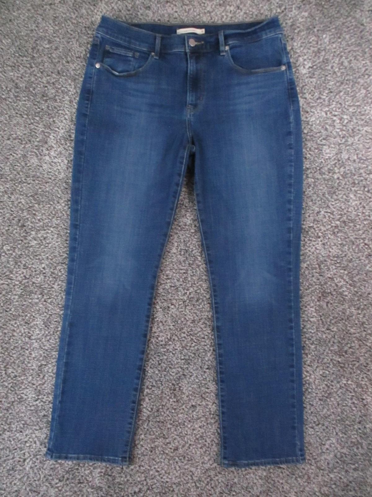 Levis Classic Straight Jeans Womens 12S Blue Med Wash Mid Rise Stretch 31×28