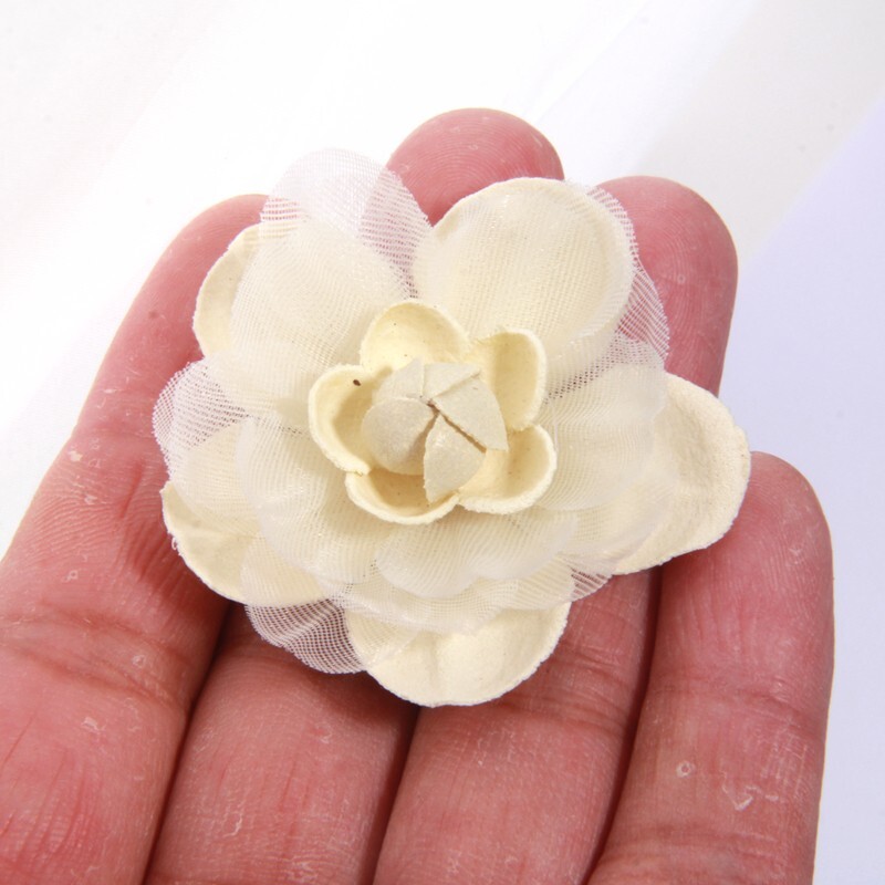 4cm Handmade Chiffon Multilayer Fabric Cored Flowers For DIY Hair Accessories Ha