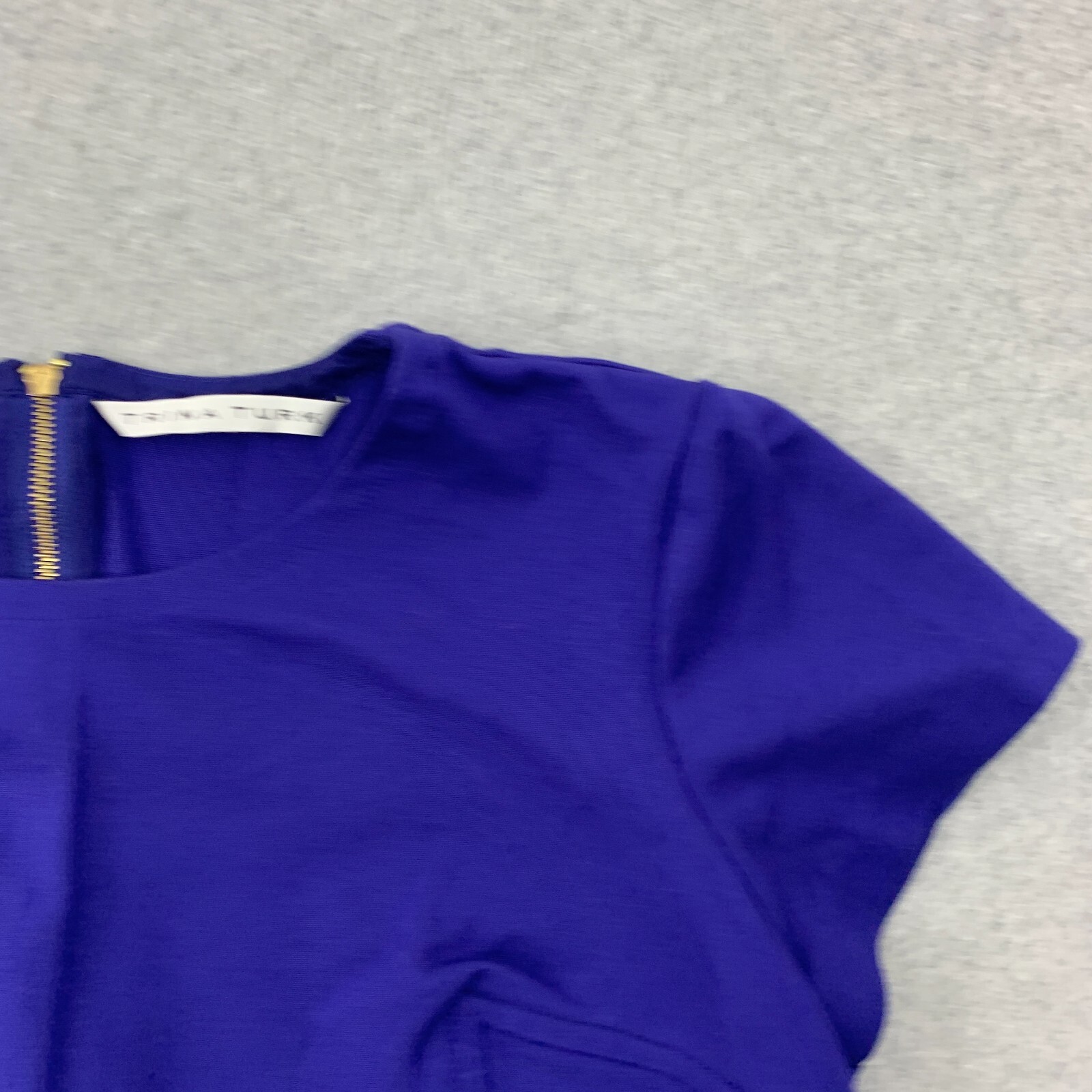 Trina Turk Top Womens Size 12 Blue Stretch Crop Zipper Closure