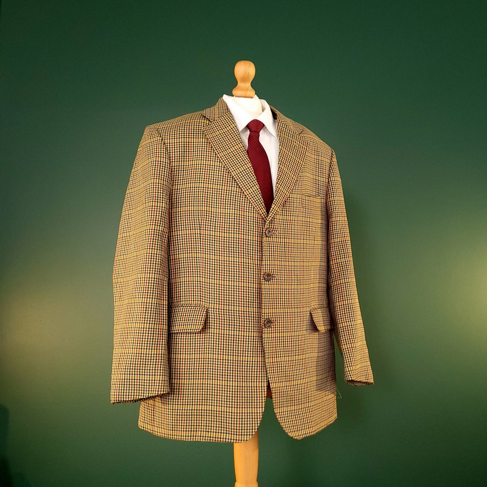 Aquascutum Wool Cashmere Tweed Blazer Mens 44S Brown House Check Jacket