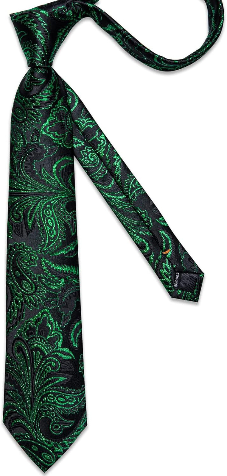 Mens Tie Set Silk Solid Paisley Necktie and Pocket Square Cufflinks Classic Form
