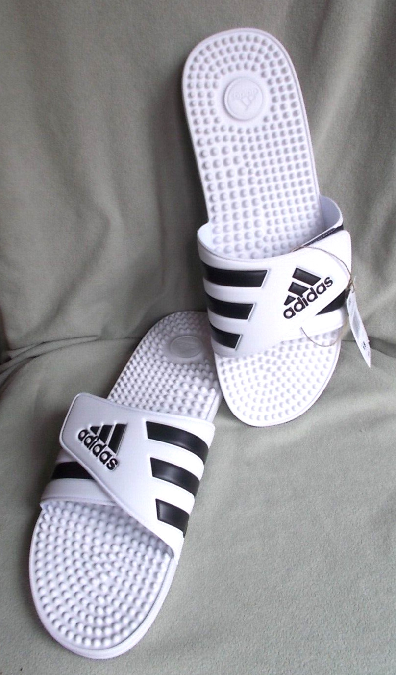 adidas Adissage Slides Sandal, White/Black/White, 18 US Men, $35 NEW