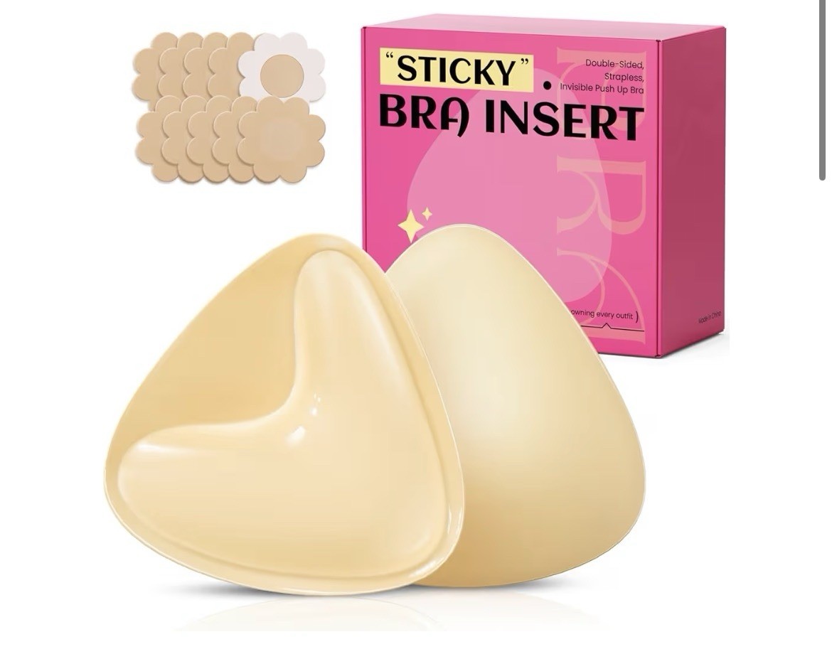 Double-Sided Sticky Bra Inserts, Invisible Push-Up Adhesive Bra Pads (Large)