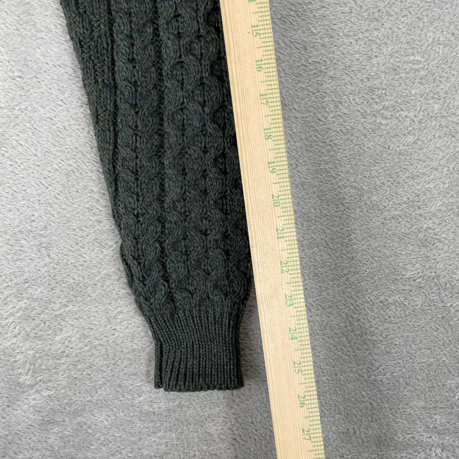 Aran Crafts Sweater Womens Large Green Merino Wool Cable Knit Irish Fisherman