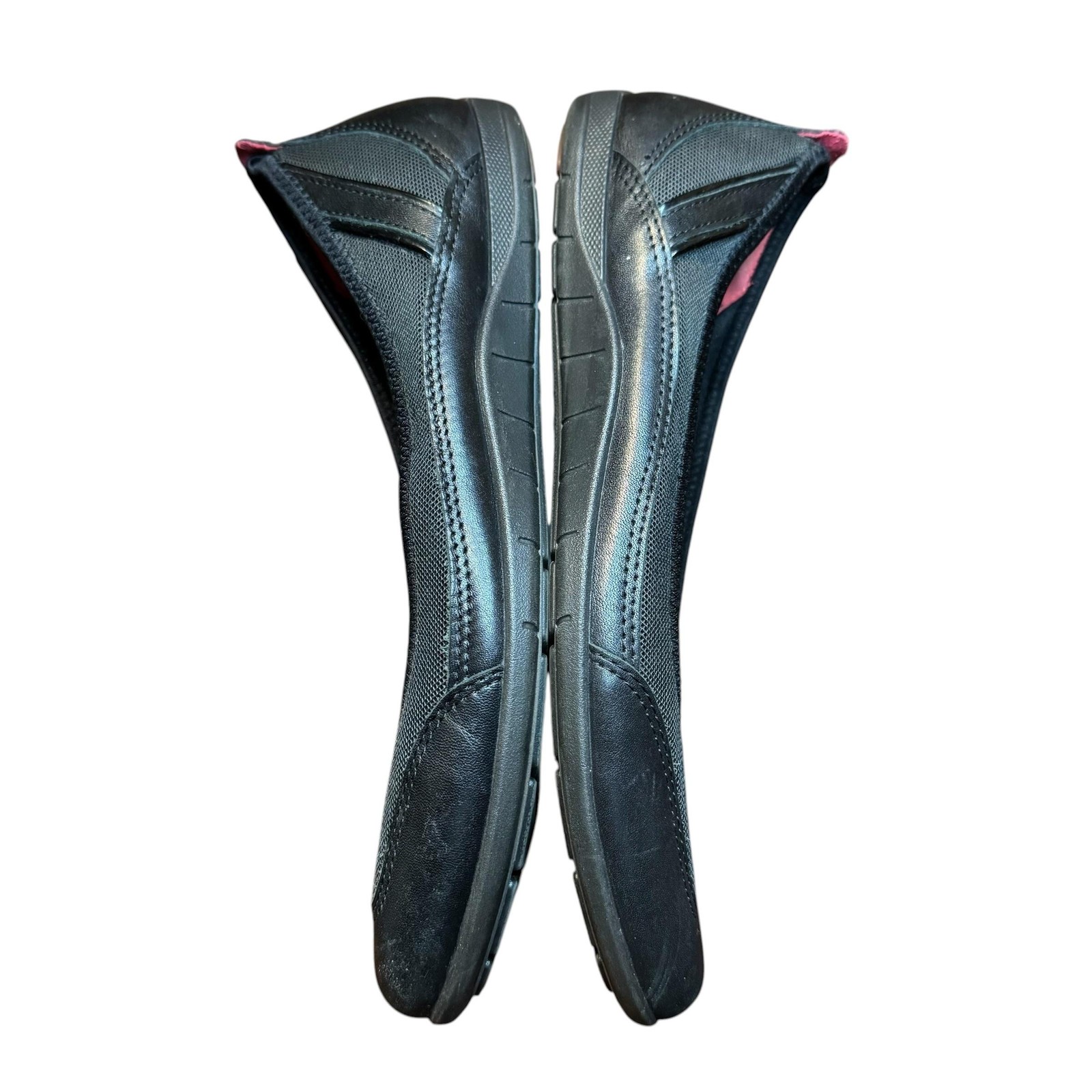 ECCO Shoes Womens Size 9.5 Black Leather Mesh Ballet Flats Comfort Casual
