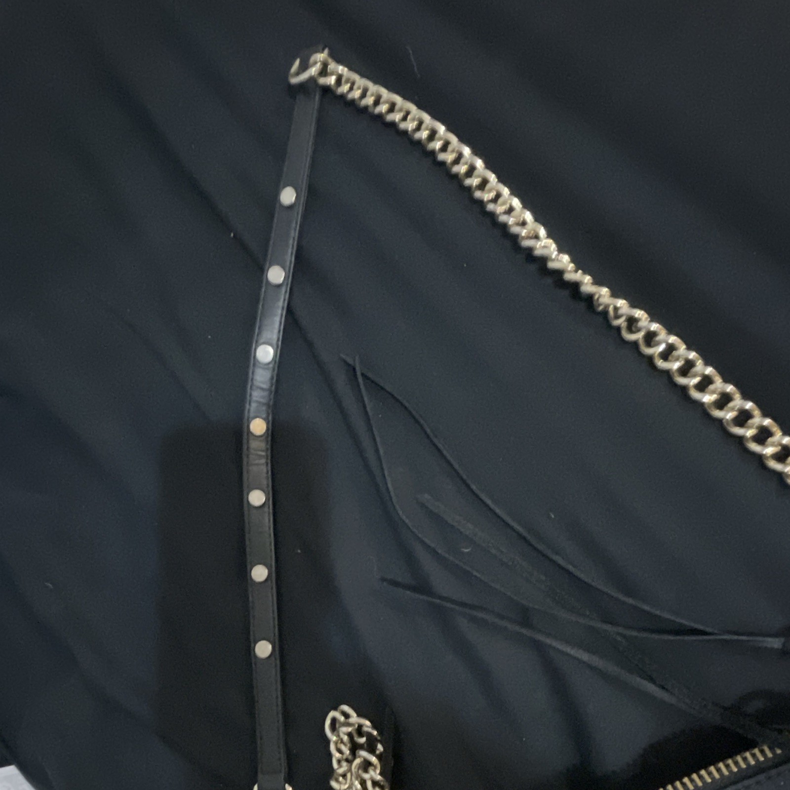 Rebecca Minkoff Black Triple Zip Crossbody Bag Chain Strap Gold Hardware