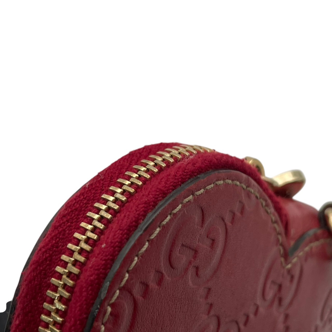 Authentic GUCCI Lovely Heart Guccissima Leather Coin Case Red Compact Purse