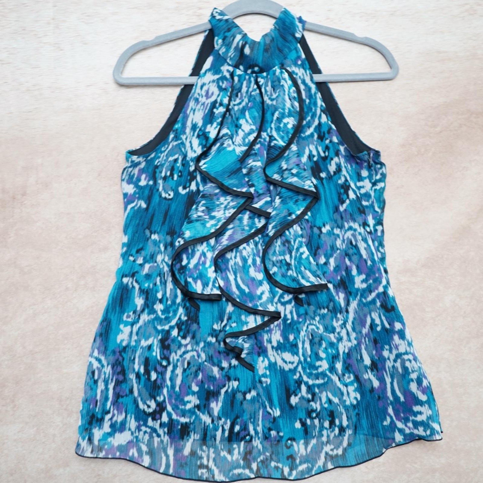 B Wear Halter Ruffle Blouse Blue Medium Y2K