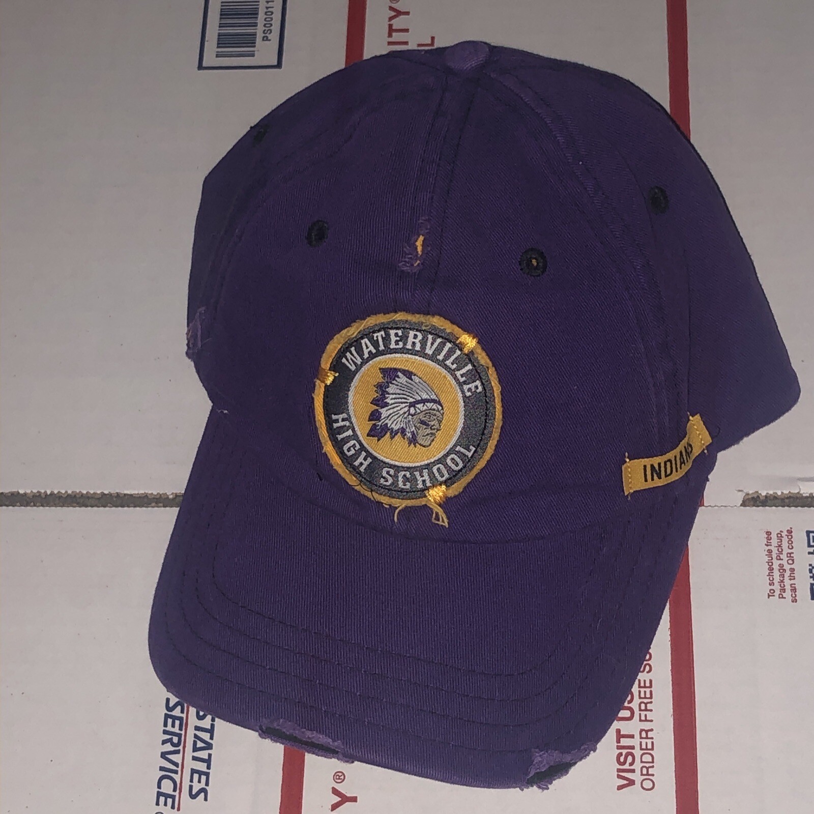 Vintage RARE NEW YORK HIGH SCHOOL WATERVILLE INDIANS HAT DEFUNCT LOGO RUFFLED