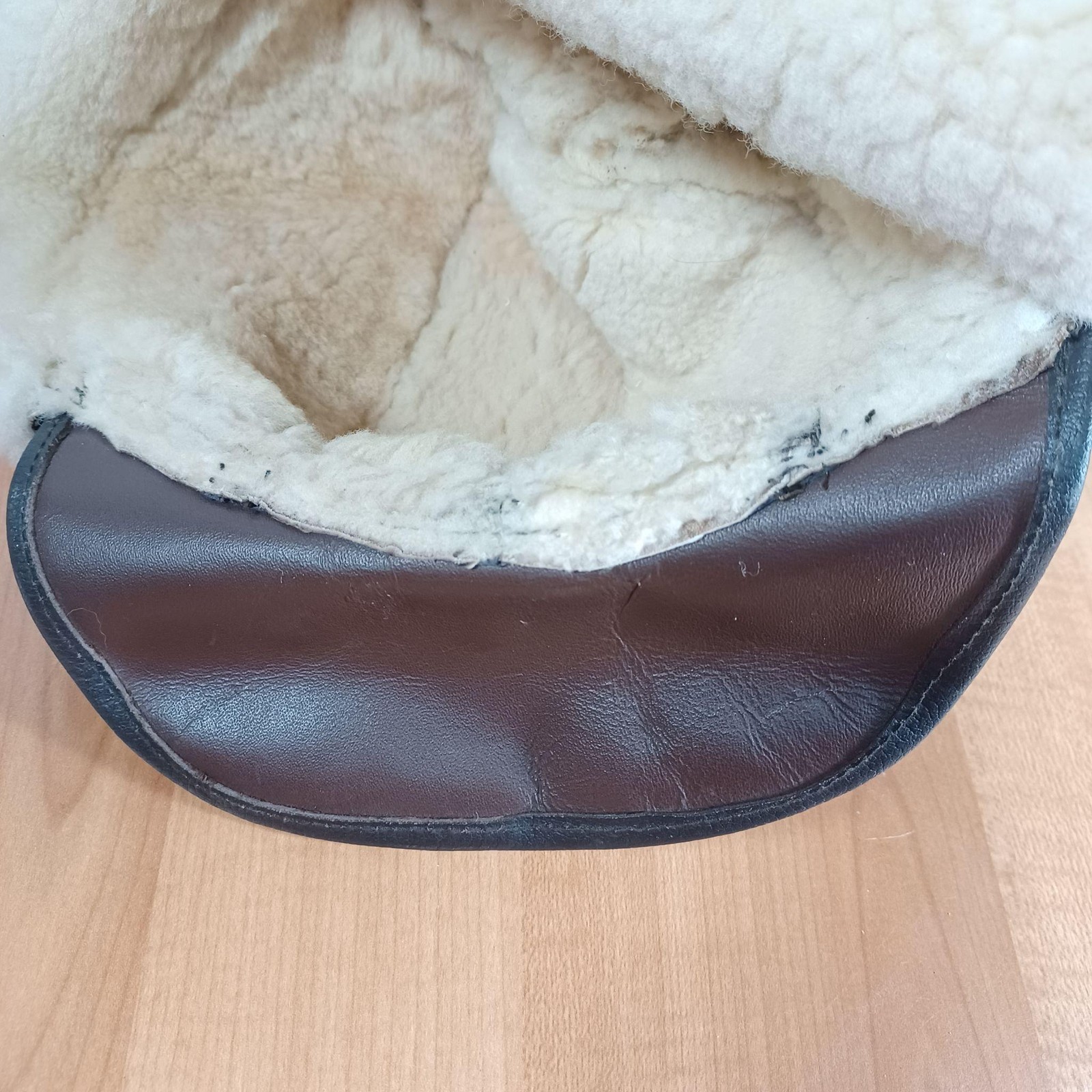 Vtg Avirex Bomber Hat Cap Mens M Brown Leather Shearling Lined Ear Flap Made USA