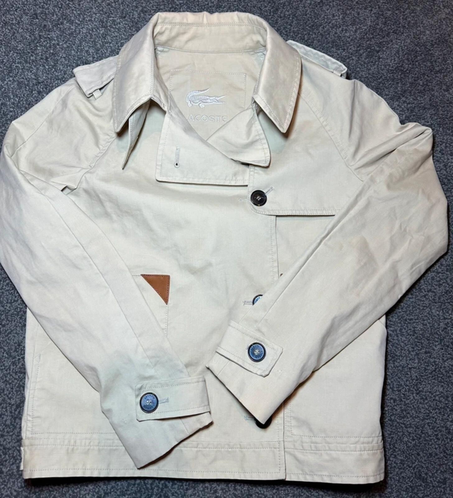 Lacoste Cropped Beige Trench Jacket Cotton Mac