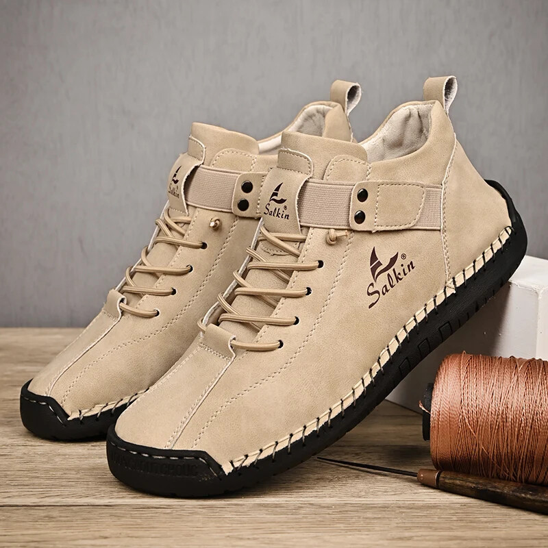 Waterproof Leather Casual Men Shoes Outdoor Non Slip Walking Driving Sneakers