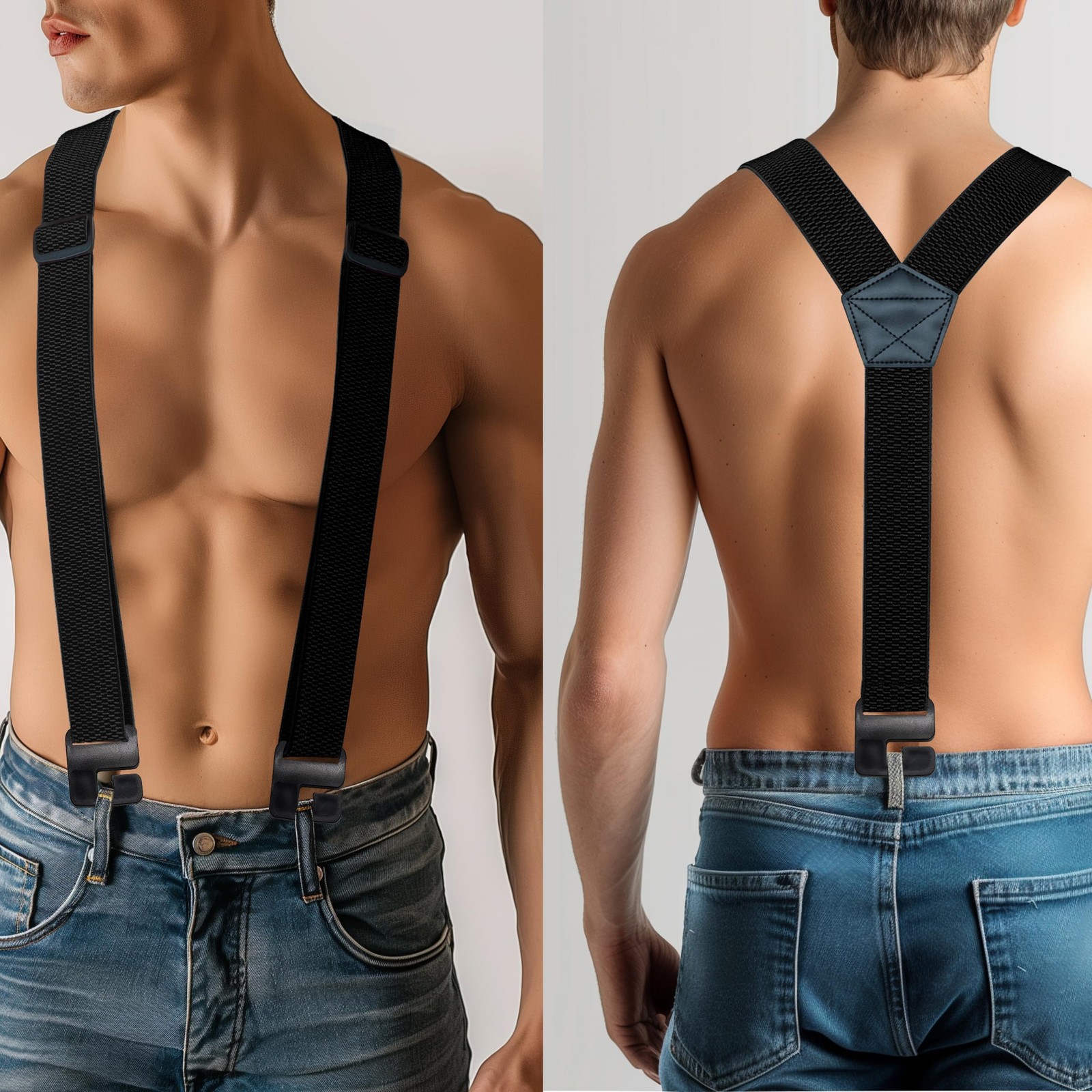 Hidden Black Suspenders 1.48″ Under Clothing Work Suspender for Men(1)
