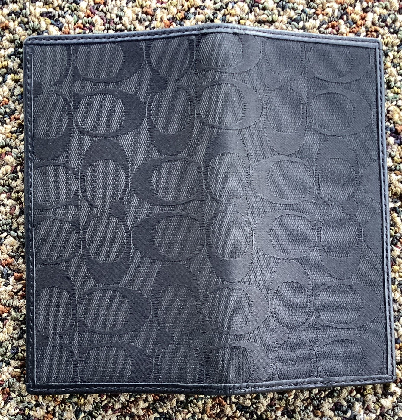 Coach Checkbook Cover Monogram Bifold Signature CC Canvas Black Leather
