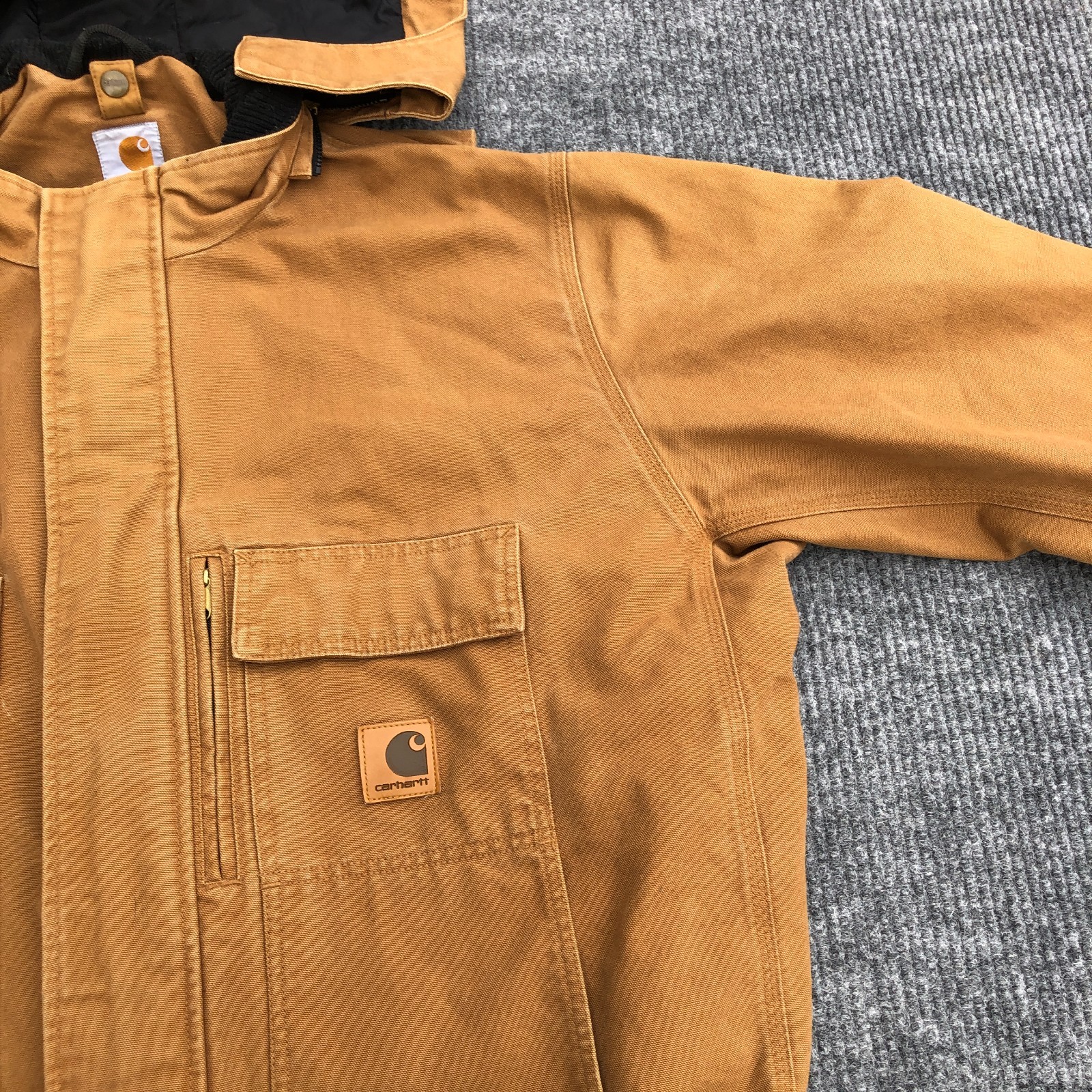 Carhartt C75 BRN Canvas Hooded 3 in 1 Jacket Coat No Liner Men’s Size XL