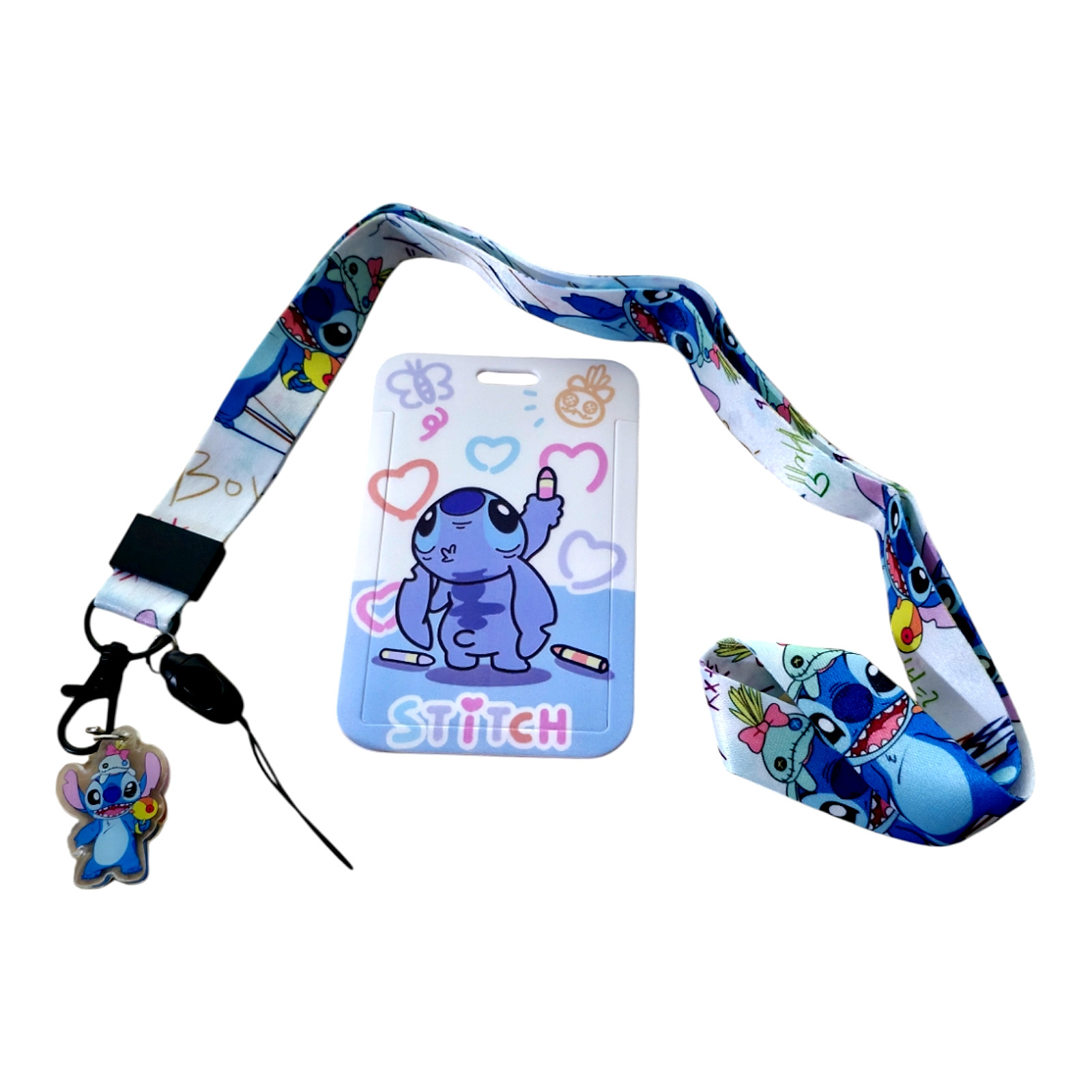 Disney Lilo & Stitch Cartoon Character Light Colors Lanyard ID Badge Holder NEW