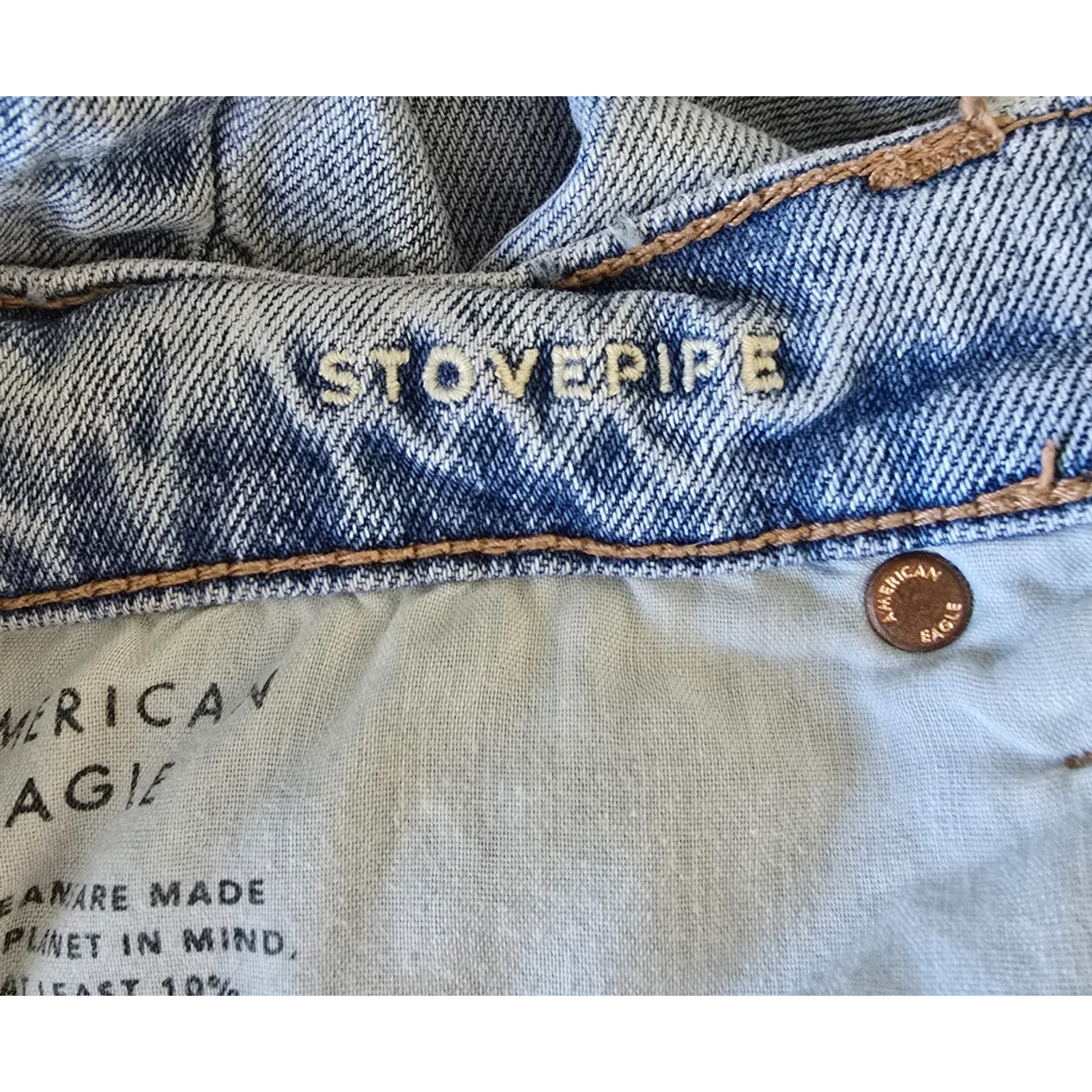 American Eagle Strigid Stove Pipe Jeans Women’s 8 Regular Light Wash Fray Hem