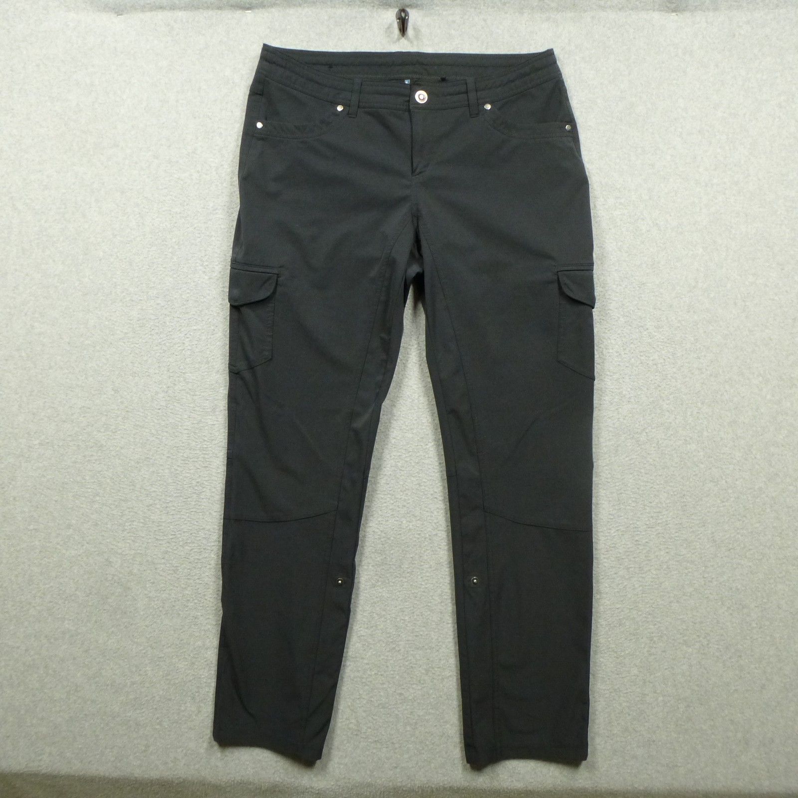 KUHL Pants Womens 12 Reg Charcoal Gray Cargo Freeflex Roll Up Hiking Outdoor