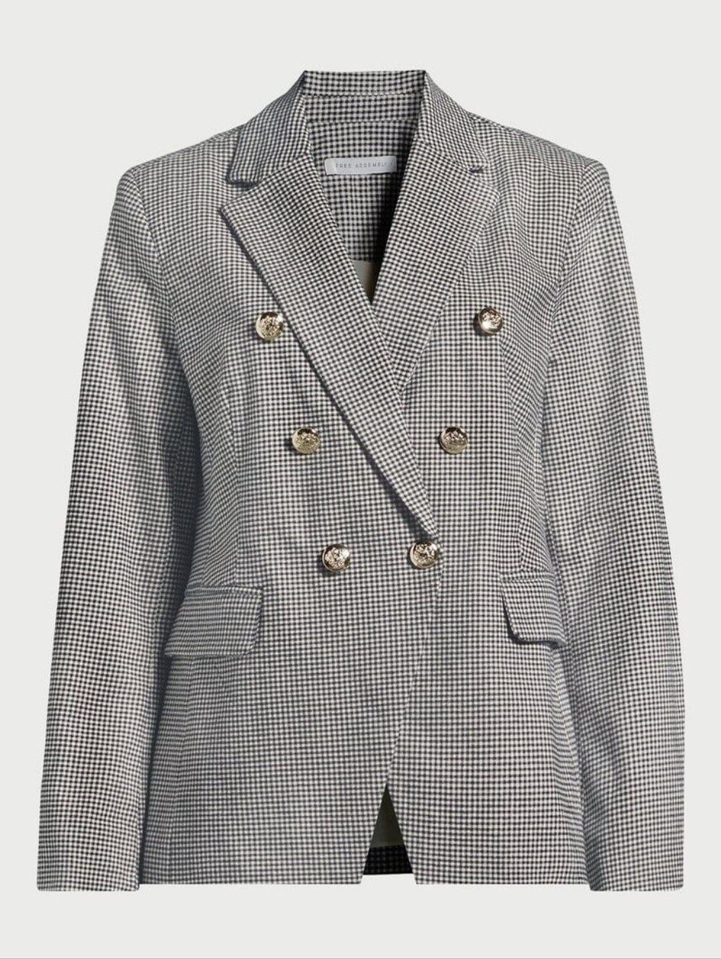 Free Assembly Double-Breasted Houndstooth Blazer – Black & White Size Large
