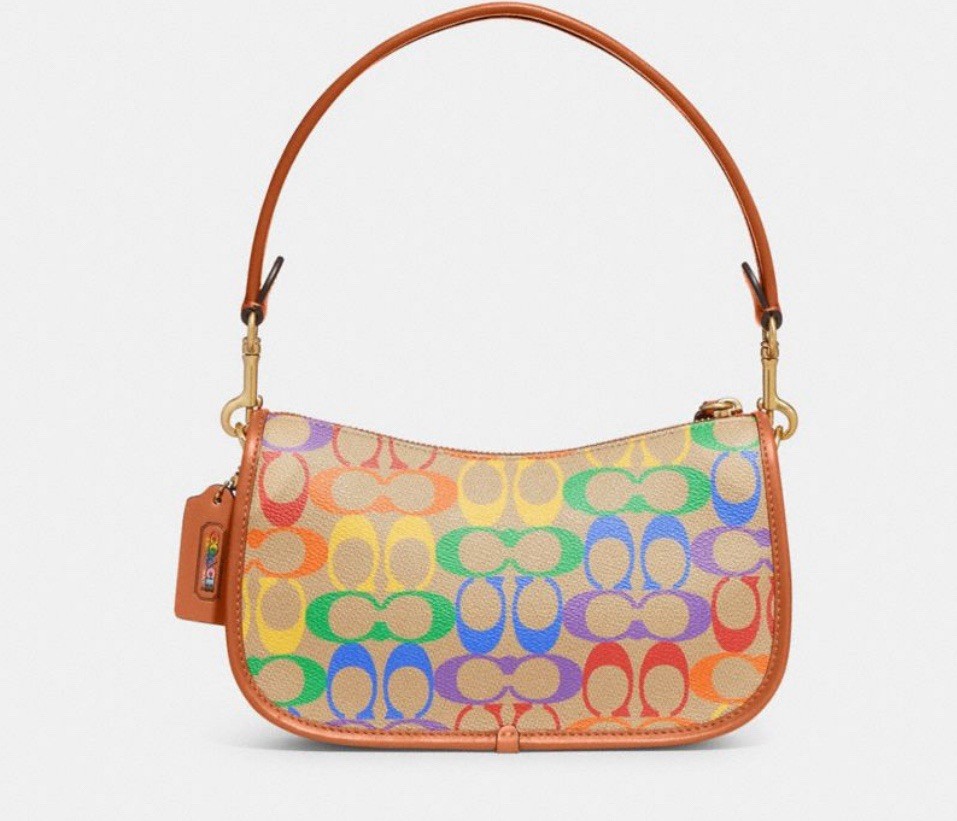 NWTCOACH Swinger Shoulder Bag In Rainbow signature Leather Canvas