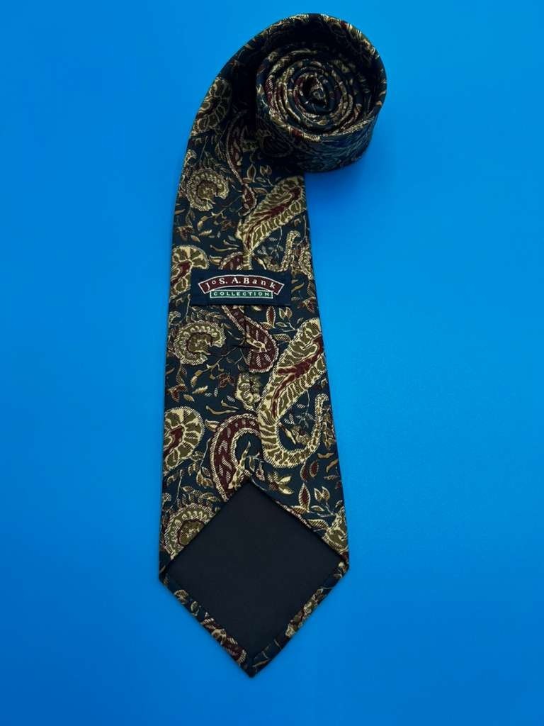 Jos. A. Bank 100% Silk Paisley Tie – Handprinted Fabric in Italy. Made in USA