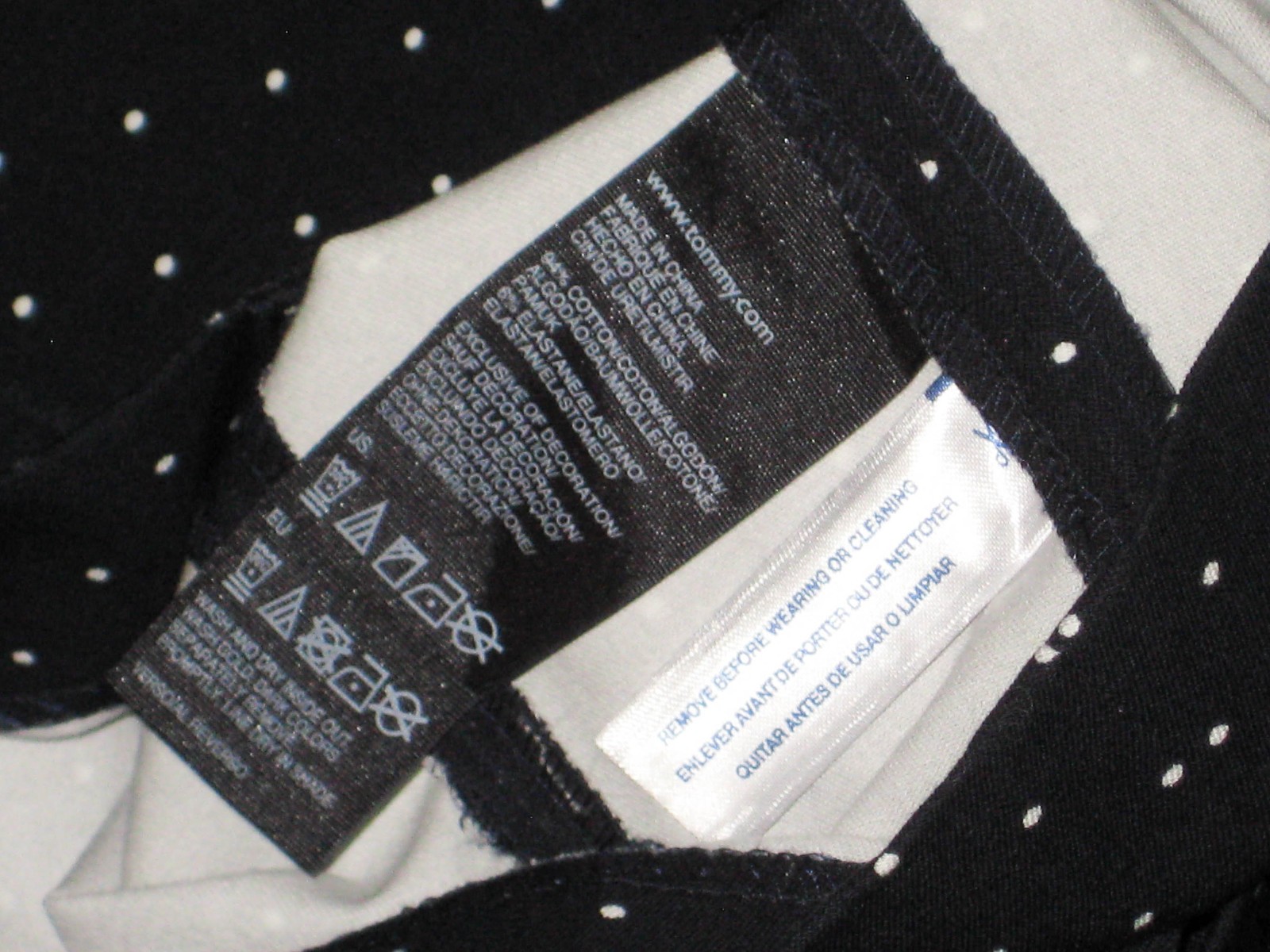 NWT Tommy Hilfiger Dress size 10 Navy w/ small white dots 94% Cotton 6% Elastane