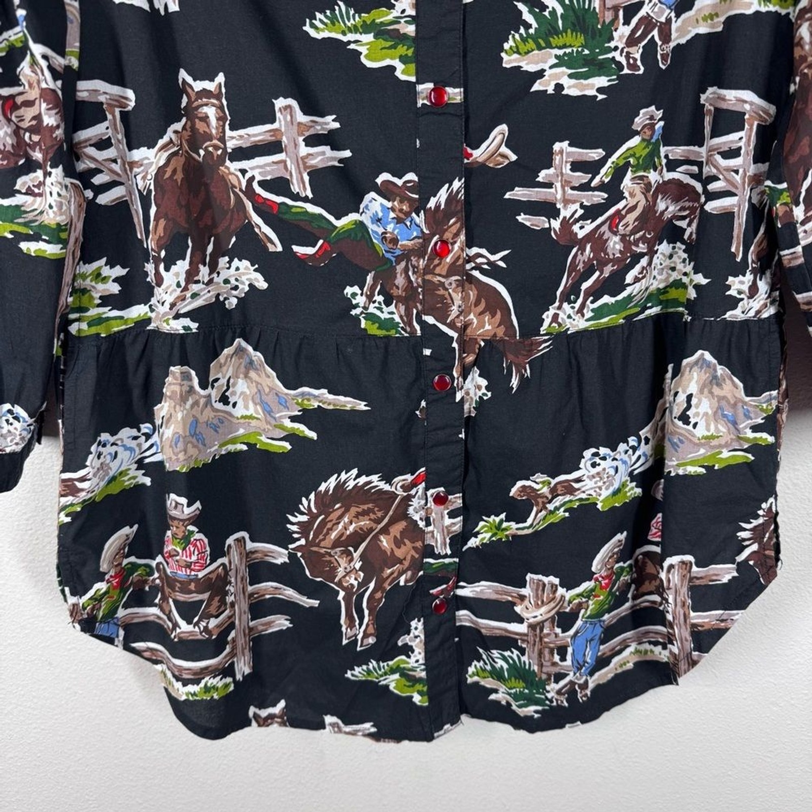 Tasha Polizzi Womens Pearl Snap Tunic Dress Top Bronco Western Size Small