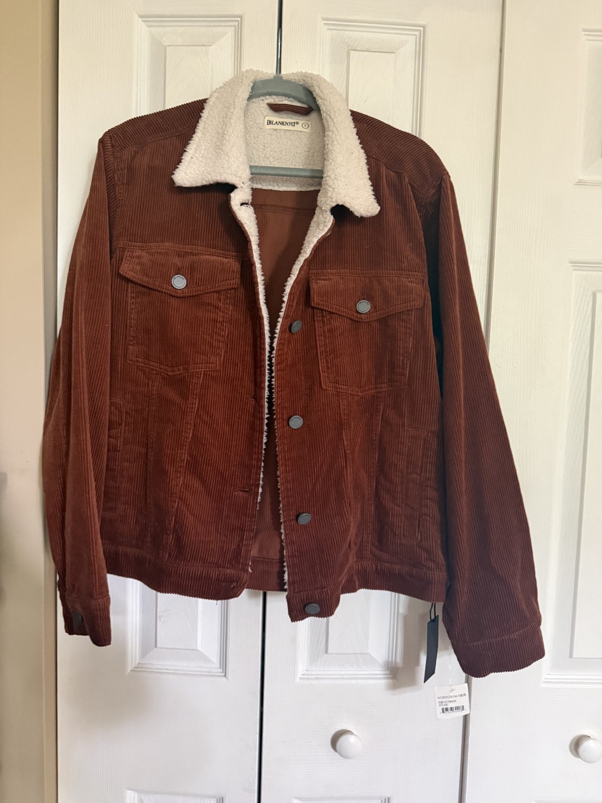 BLANKNYC Corduroy Rust Faux Shearling Button Front size L NWT