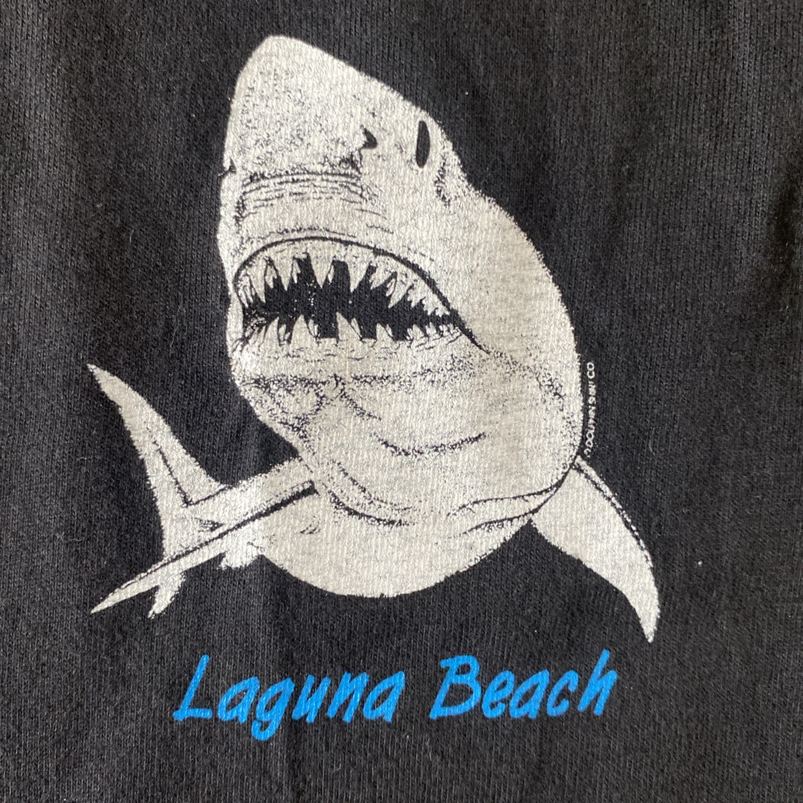 Hanes Beefy T Tank Top Neon Graphic Print Shark Laguna Beach