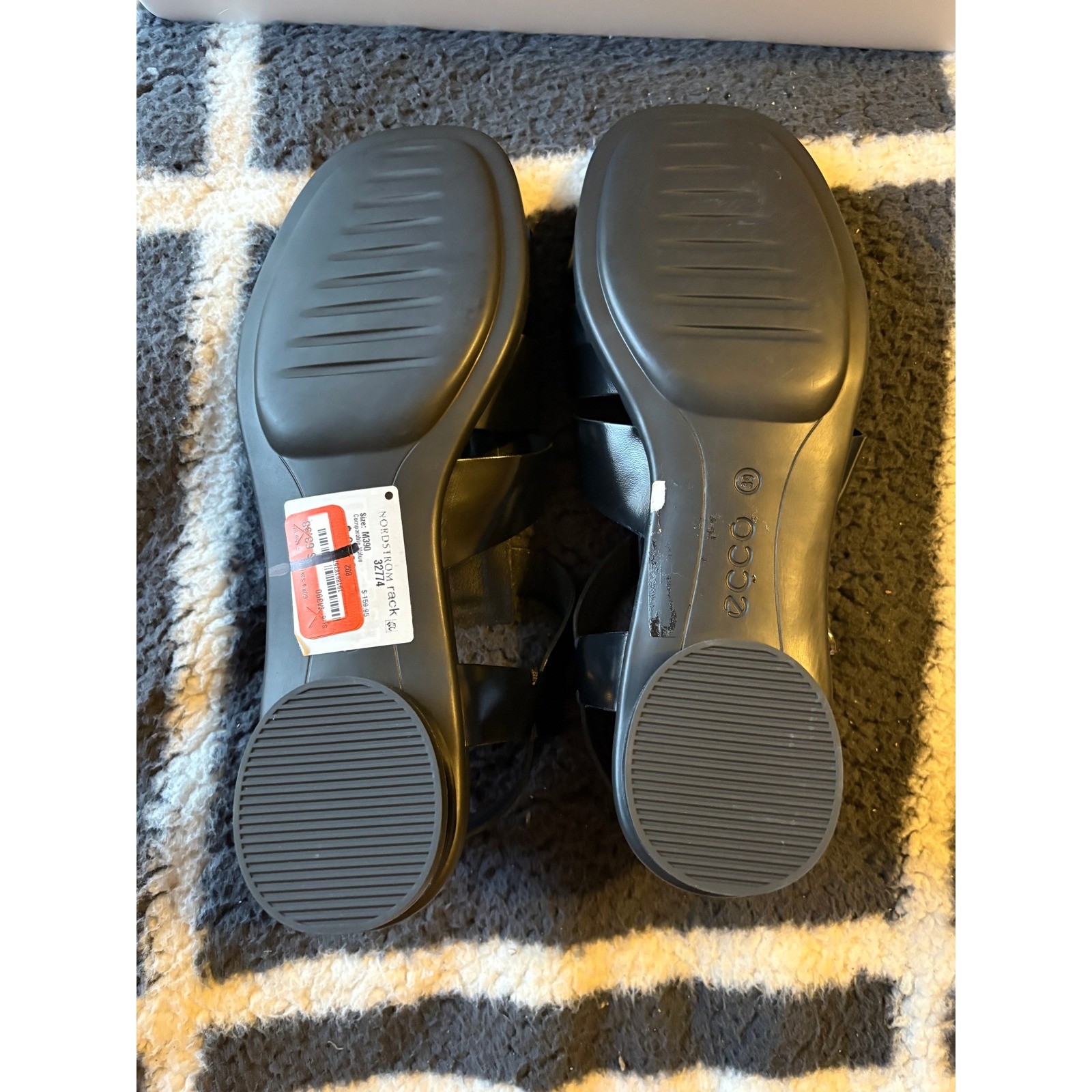 ECCO 2nd Cozmo Fisherman Sandals Black Leather Strappy Caged Buckle Womens 8-8.5