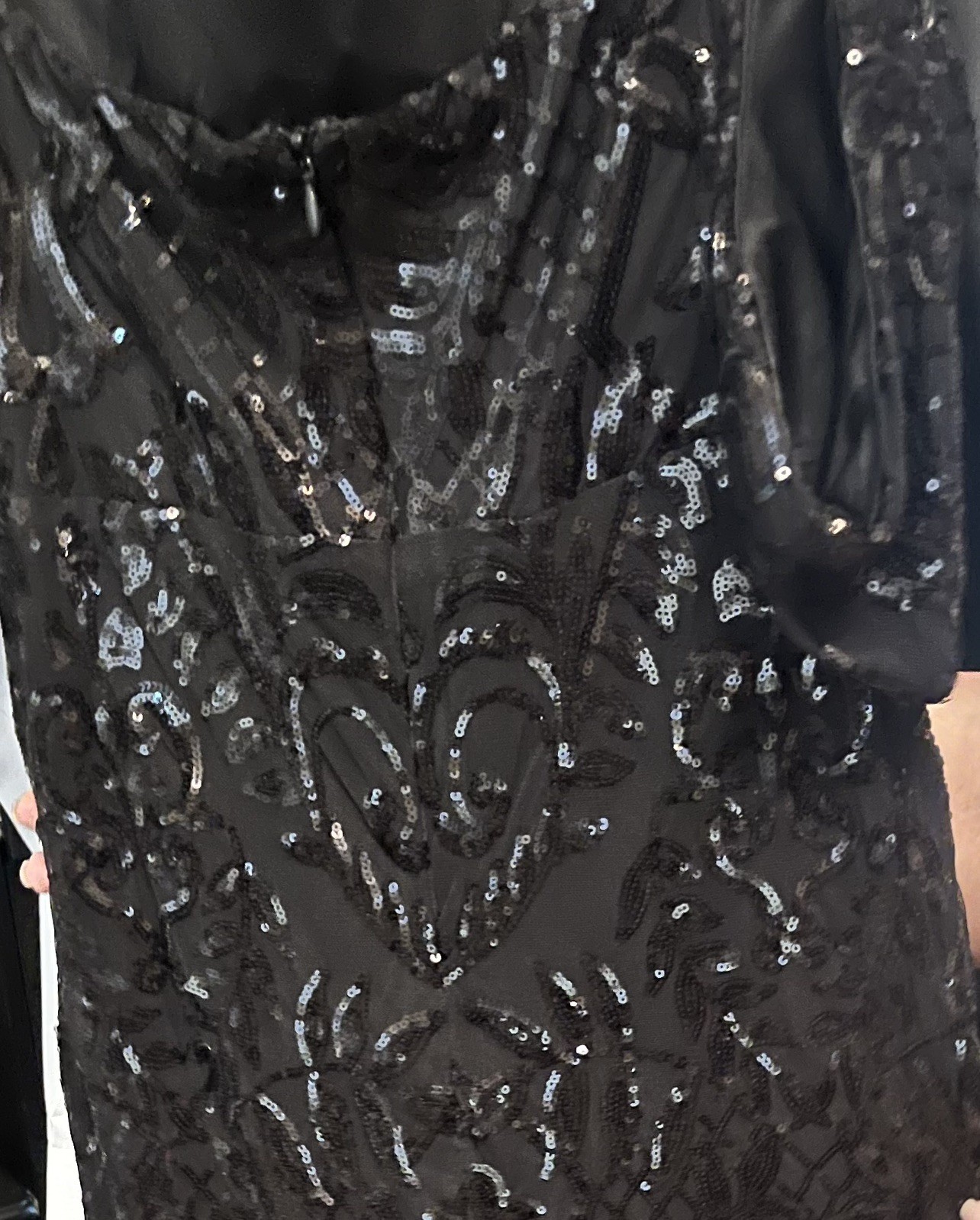Black sequins off shoulder dress