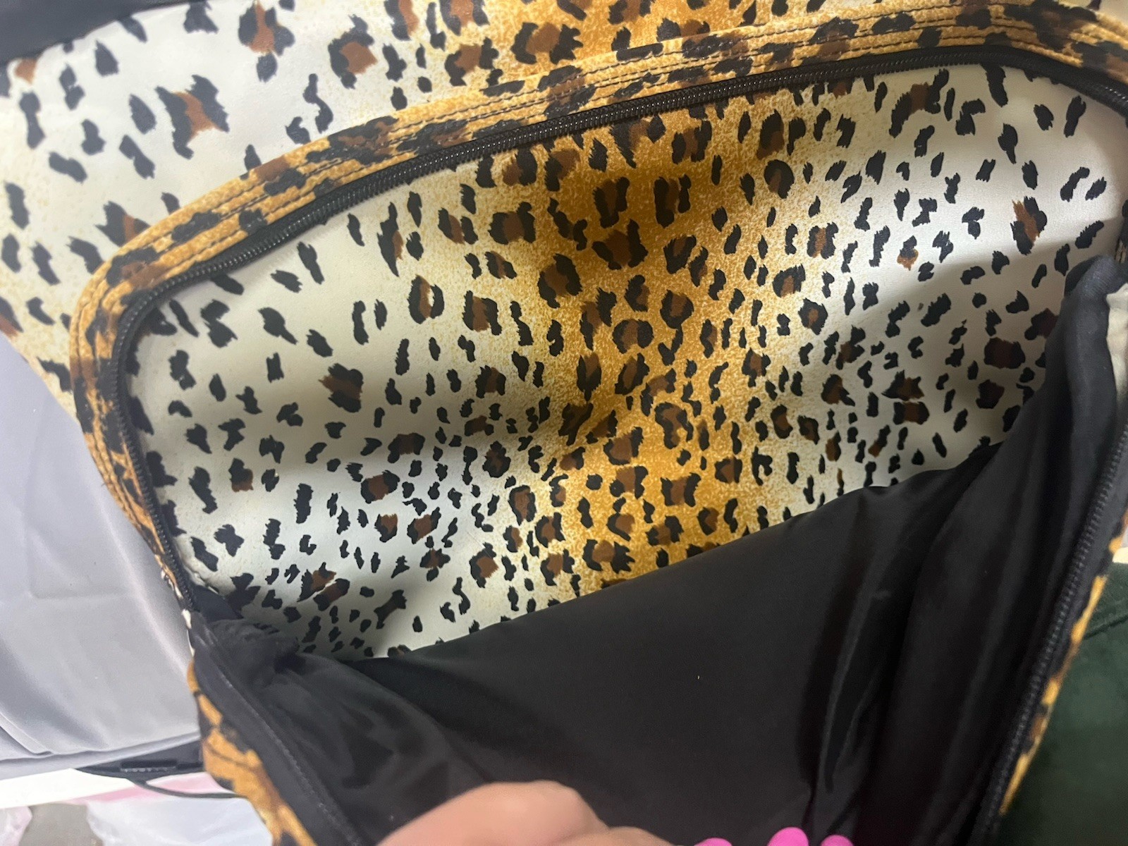 Leopard Animal Print Crescent Crossbody Bag Adjustable Strap Zip Clear ID