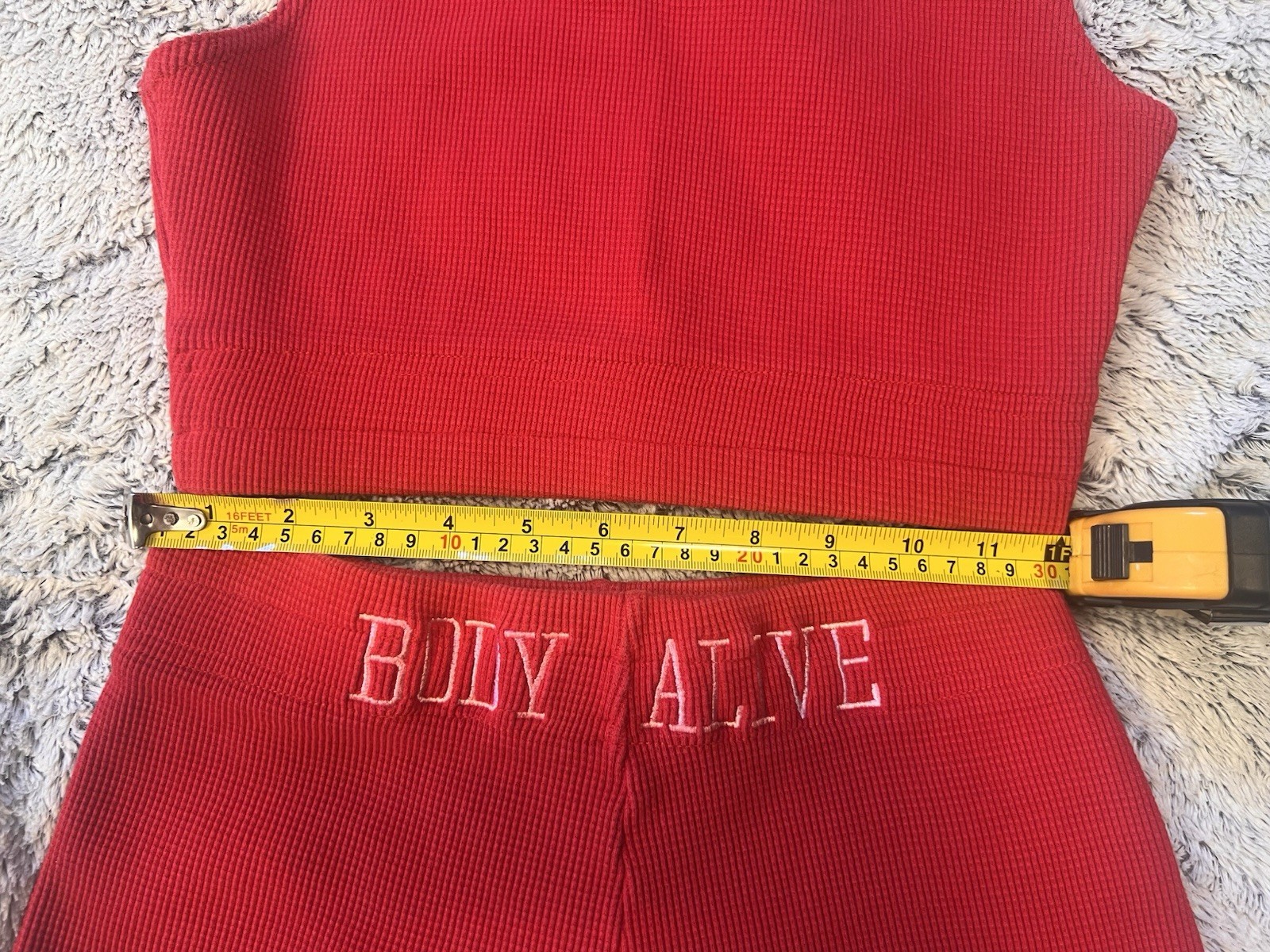 Body Alive Vintage Two-piece Sporty Set In Red Made of Waffle Knit Or Ribbed