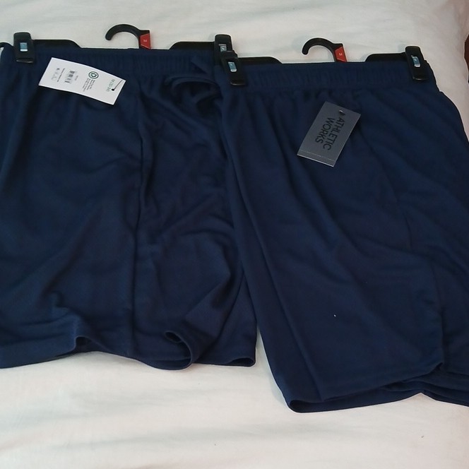 2 Pairs Athletic Works Core Short Men’s M 32-34 Blue Mesh Gym Drawstring