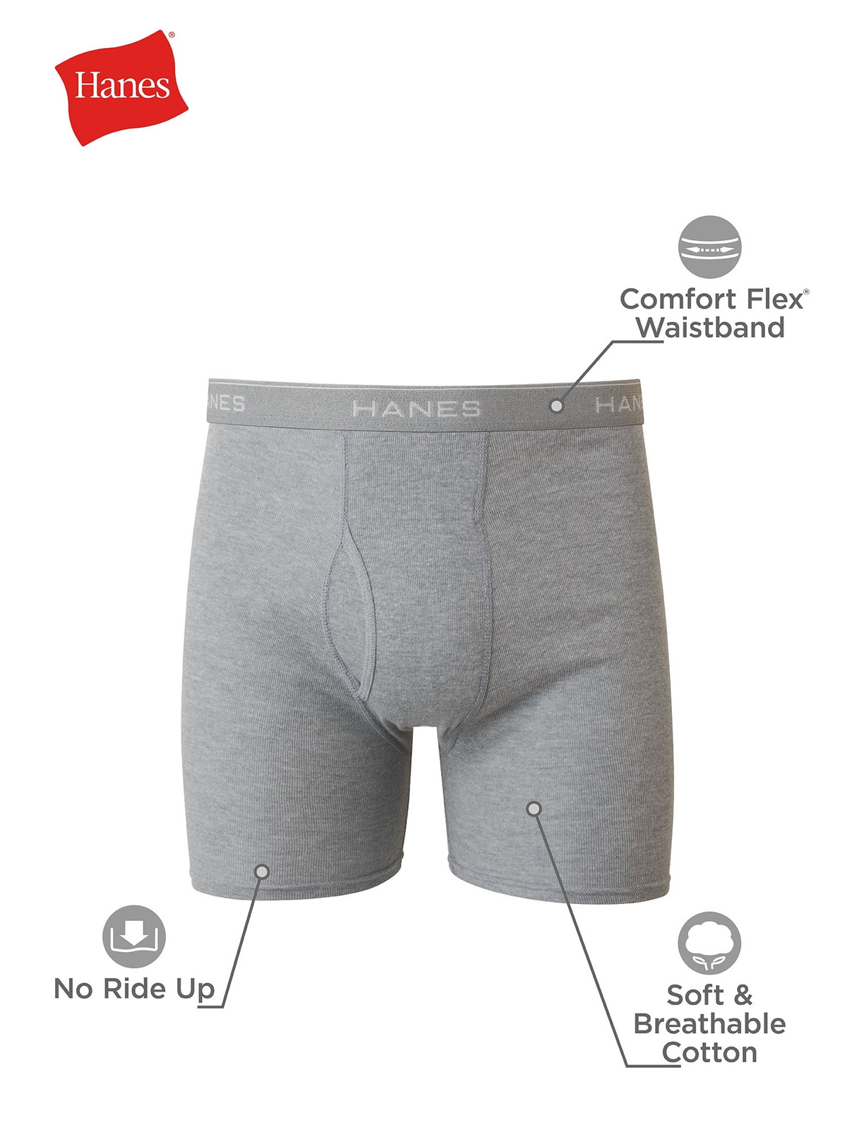 Men’S Super Value Pack Black/Grey Boxer Briefs, 10 Pack