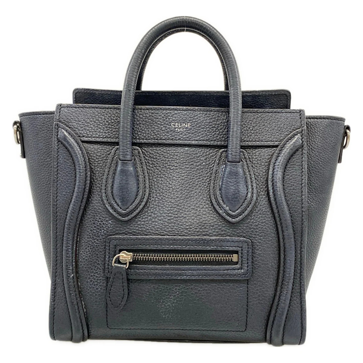 CELINE Luggage Nano Shopper Dark Navy Leather Handbag