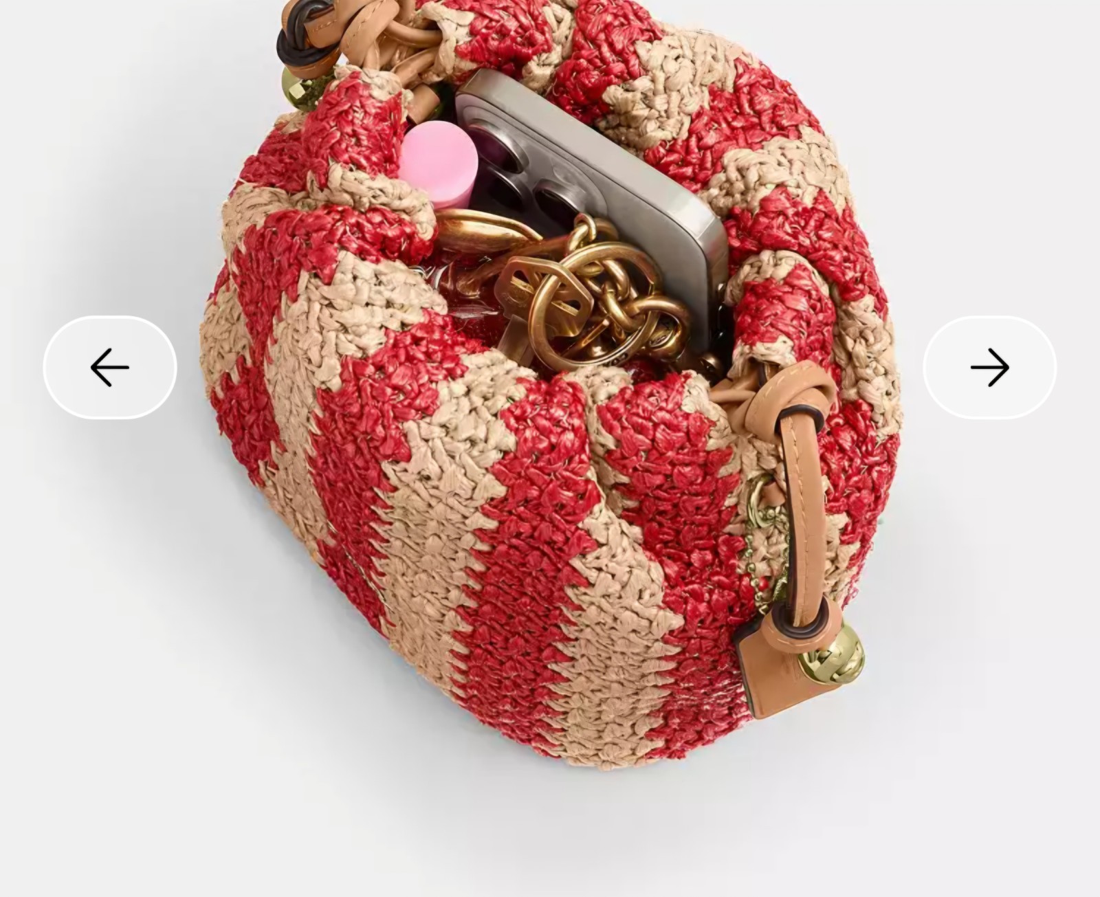 Coach Outlet Faye Mini Drawstring Bag – Stripe CEN17 IMZ1Y Red/Tan NWT
